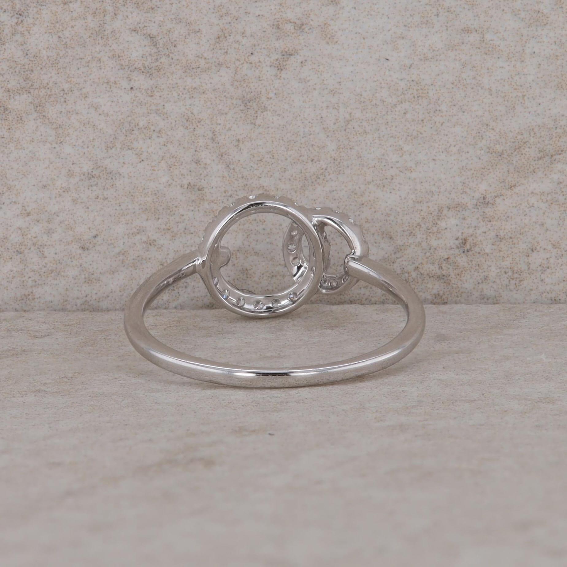 14k White Gold Diamond Interlocking Circle Ring