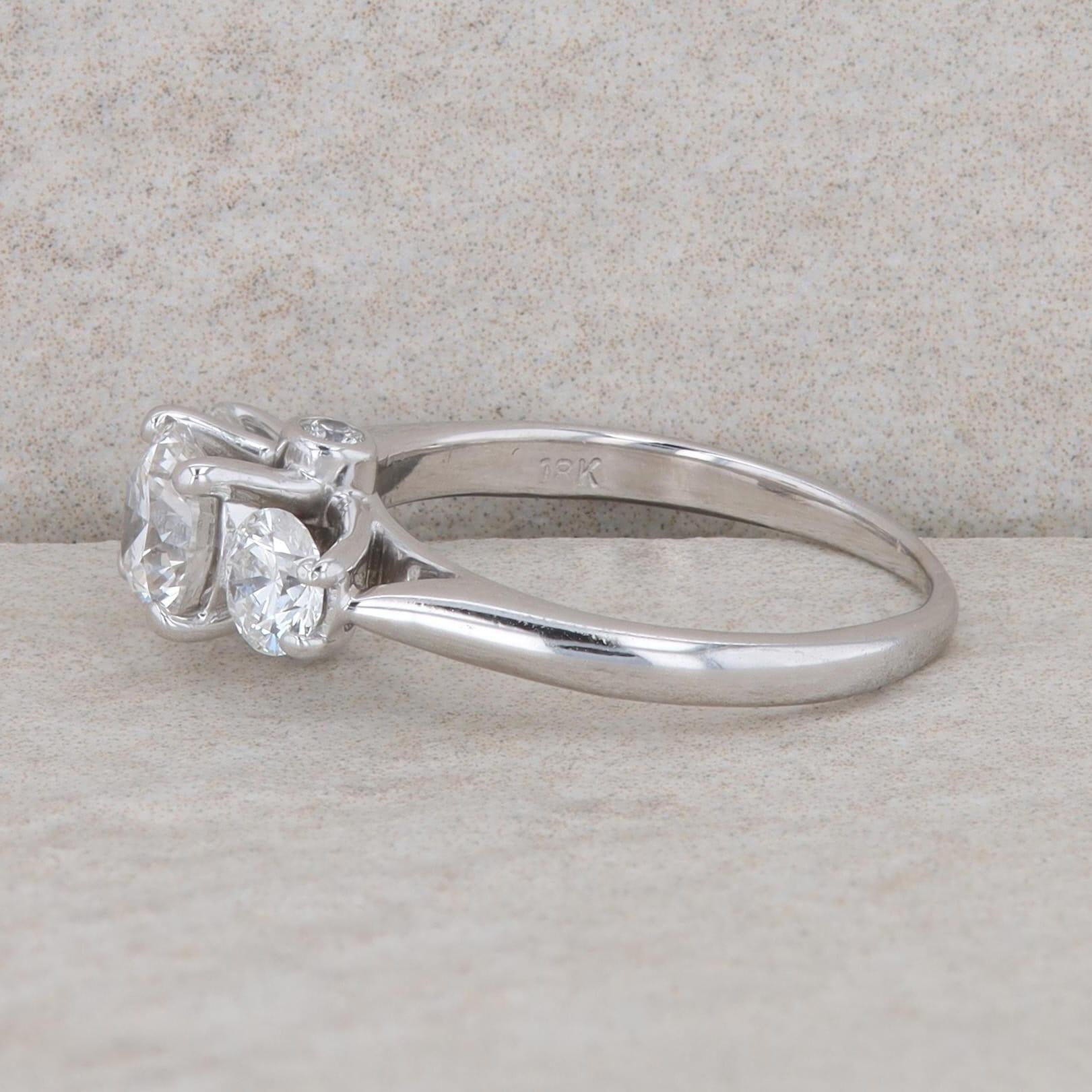 18k White Gold Three Diamond Engagement Ring