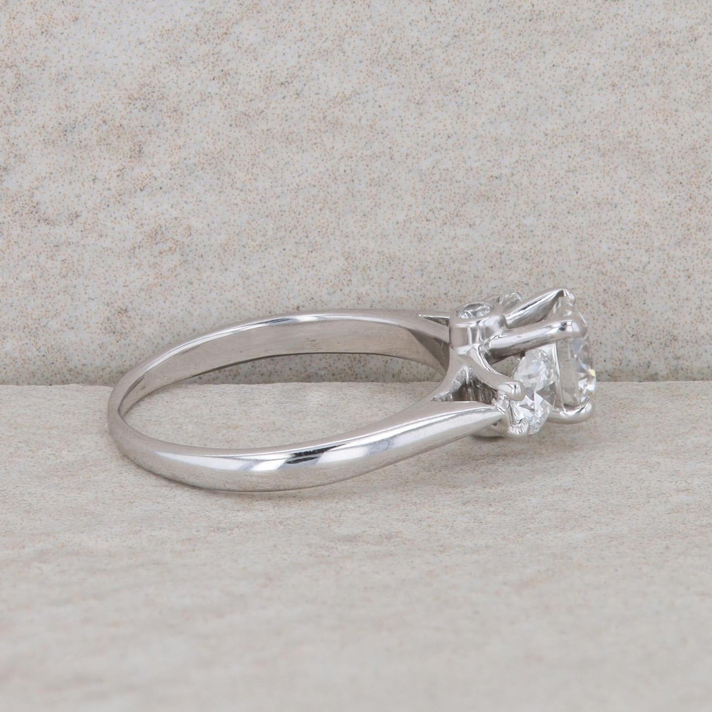 18k White Gold Three Diamond Engagement Ring