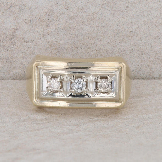 10k Yellow Gold Three Diamond Men's Ring