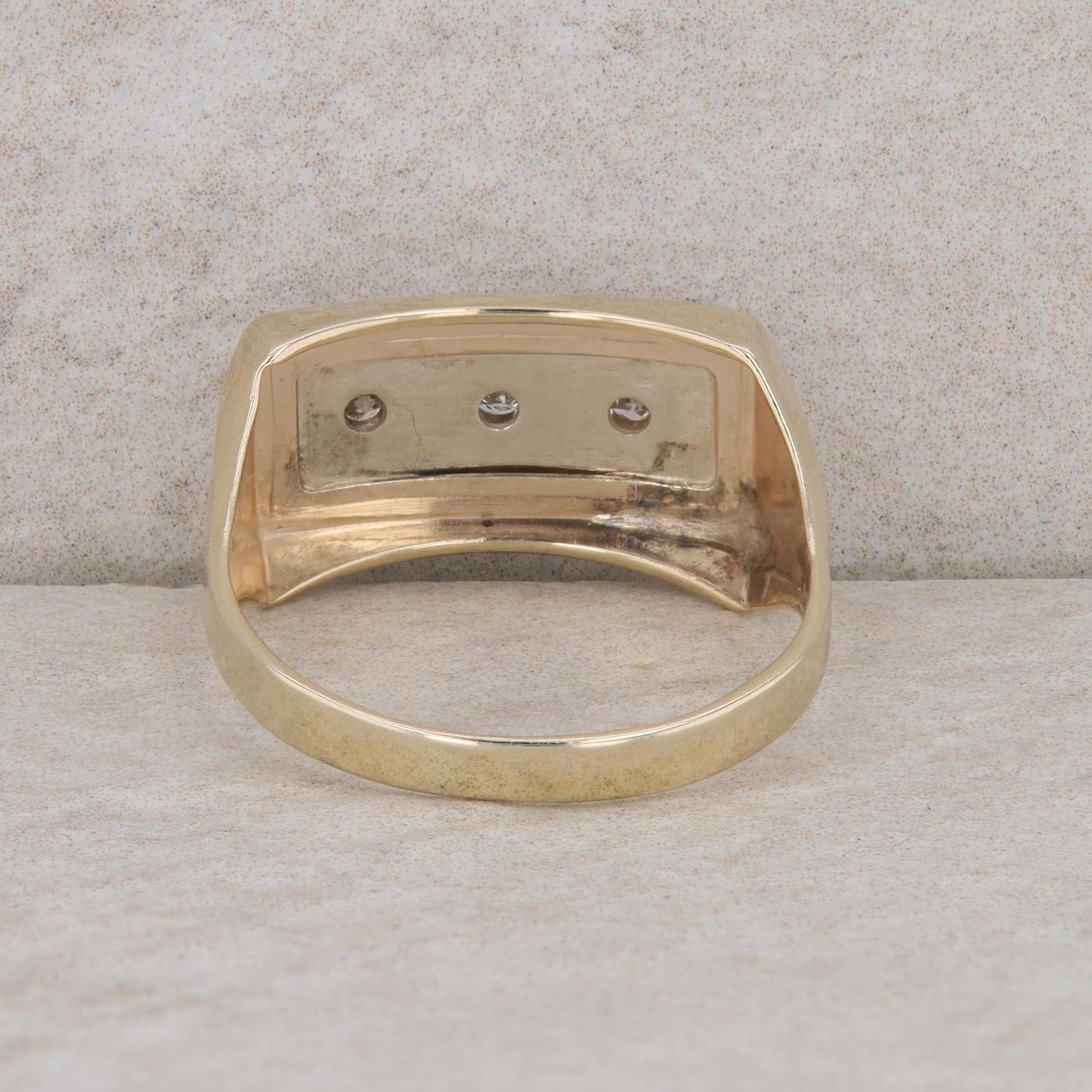 10k Yellow Gold Three Diamond Men's Ring