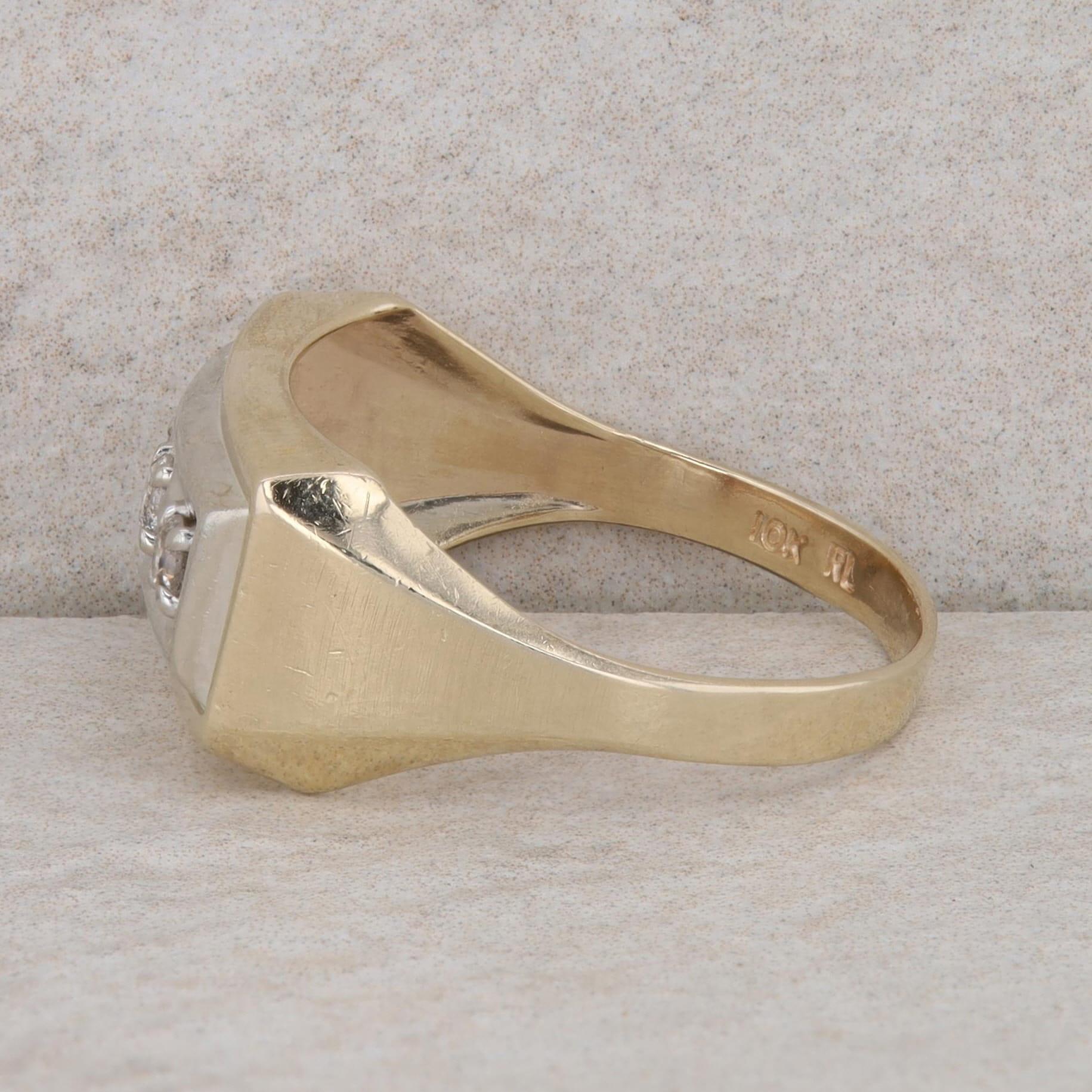 10k Yellow Gold Three Diamond Men's Ring