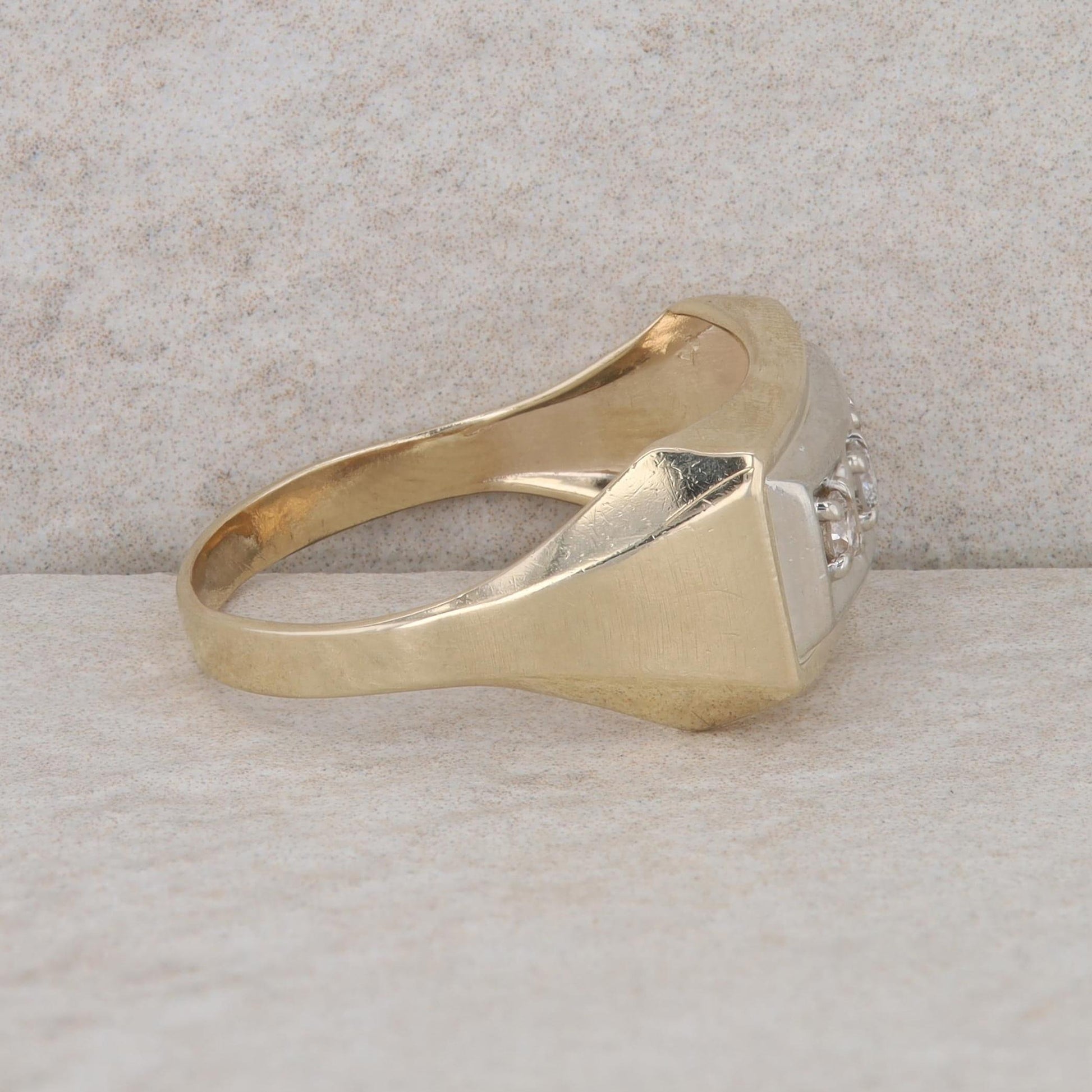 10k Yellow Gold Three Diamond Men's Ring