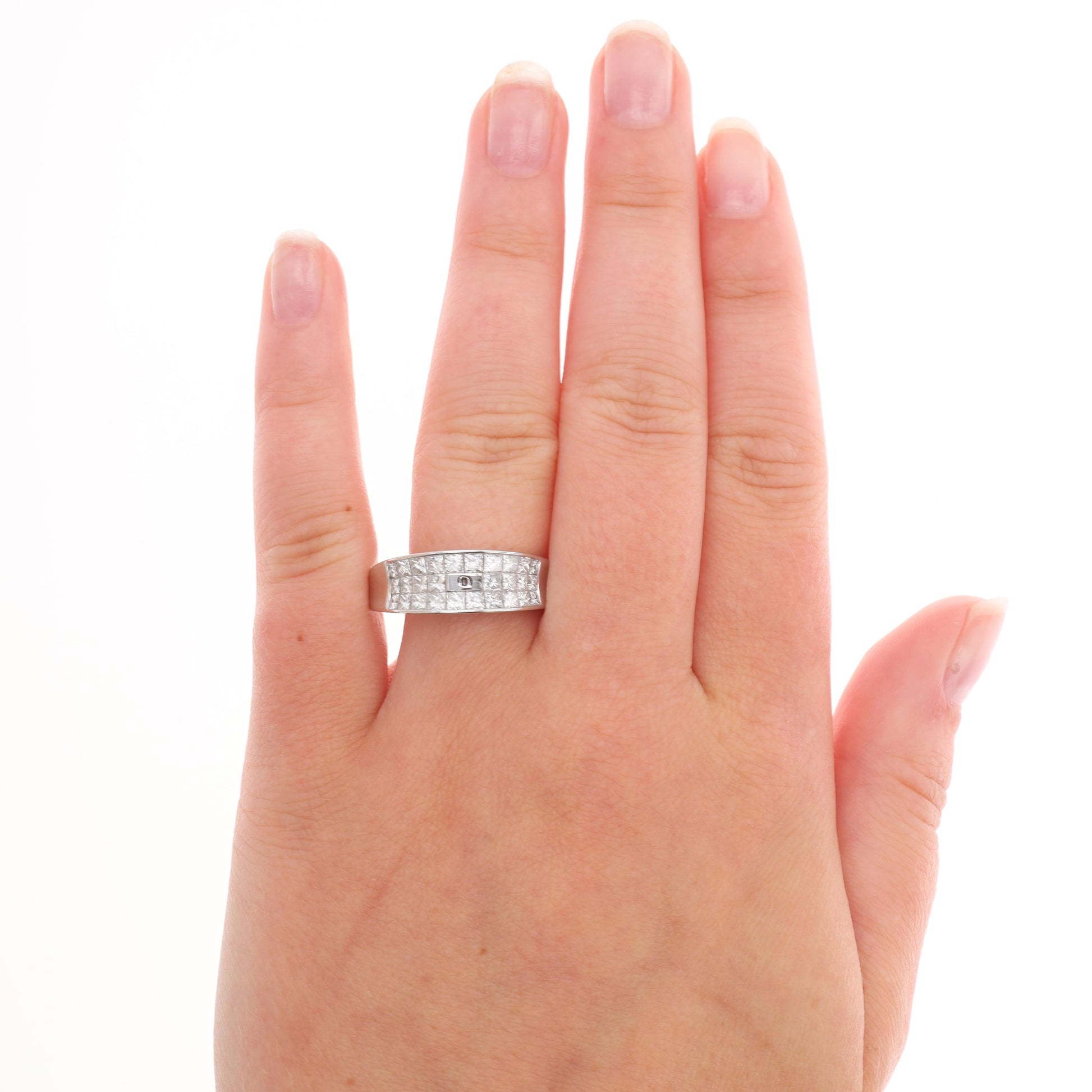 18k White Gold Invisible Set Ring Mounting