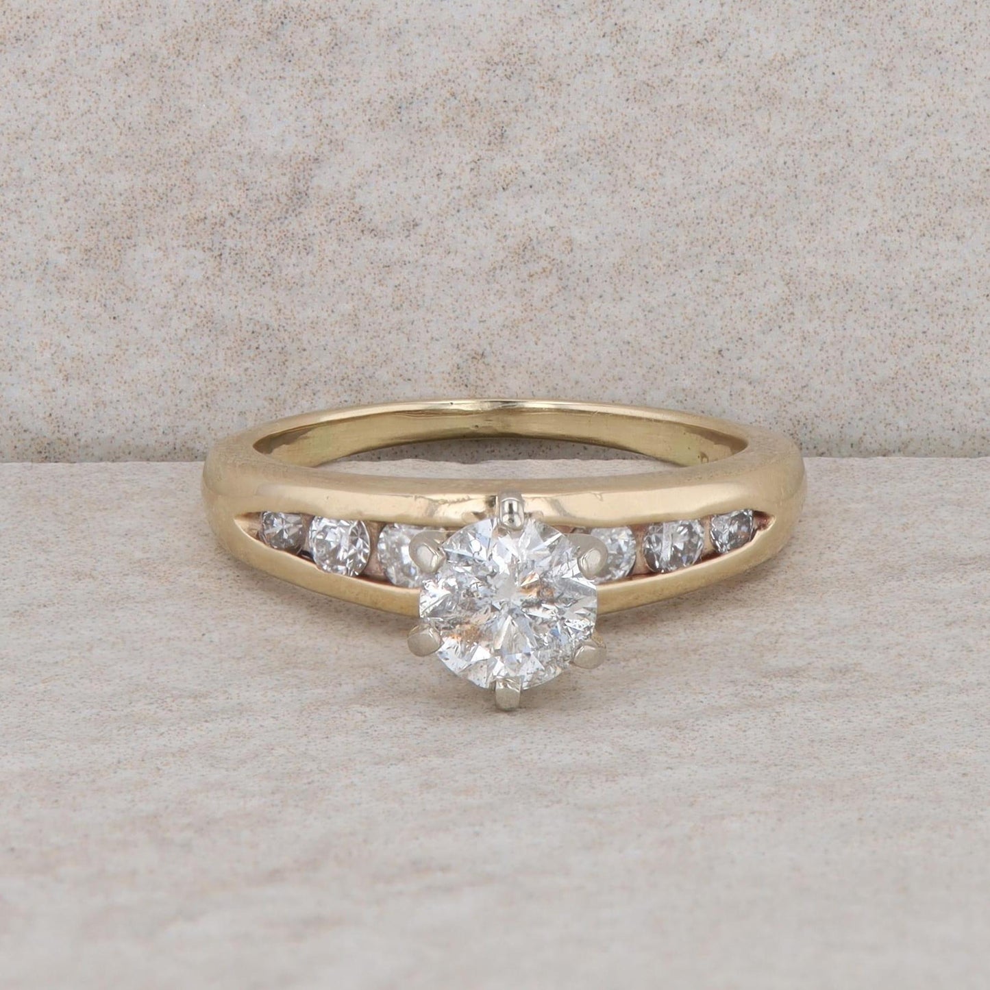 14k Yellow Gold Round Diamond Engagement Ring