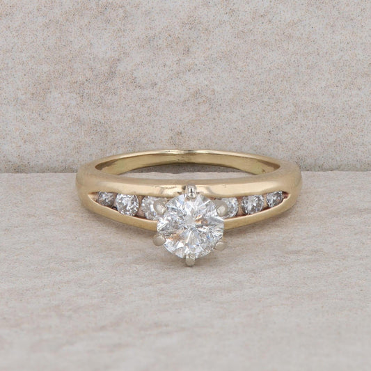 14k Yellow Gold Round Diamond Engagement Ring