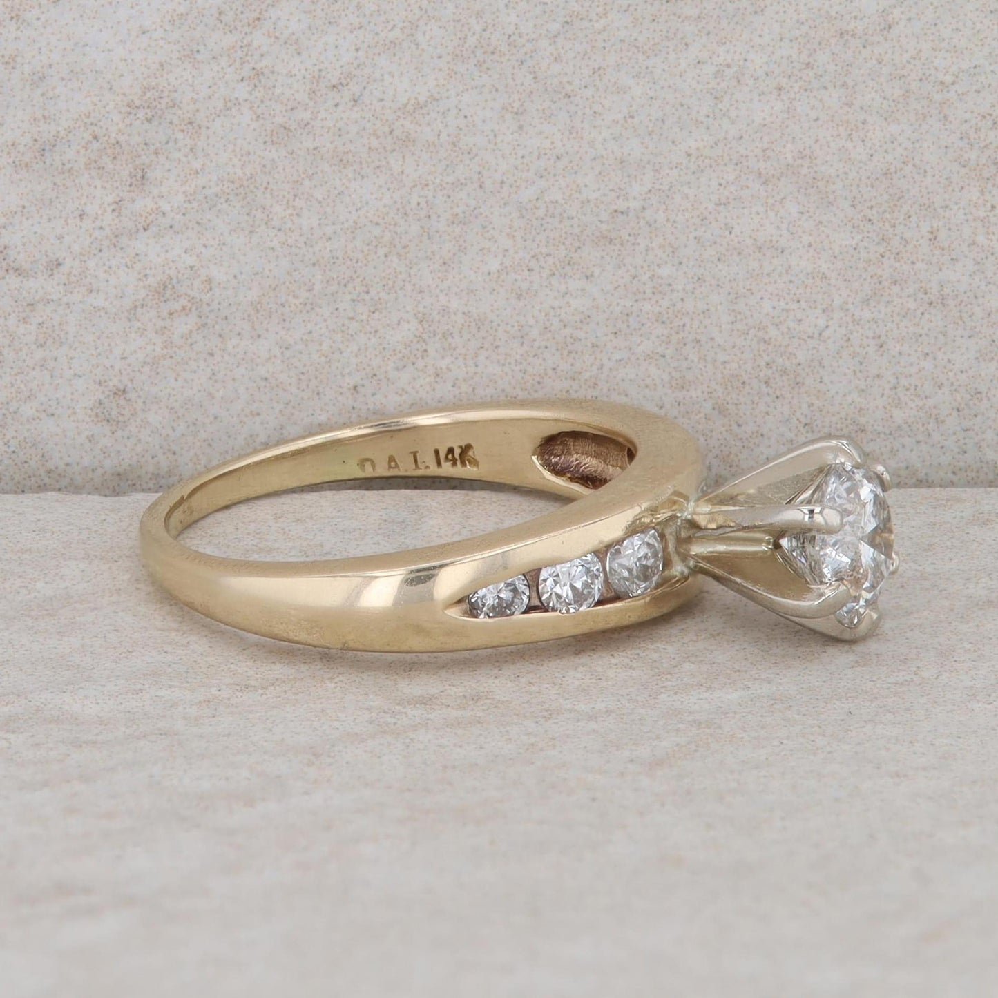 14k Yellow Gold Round Diamond Engagement Ring