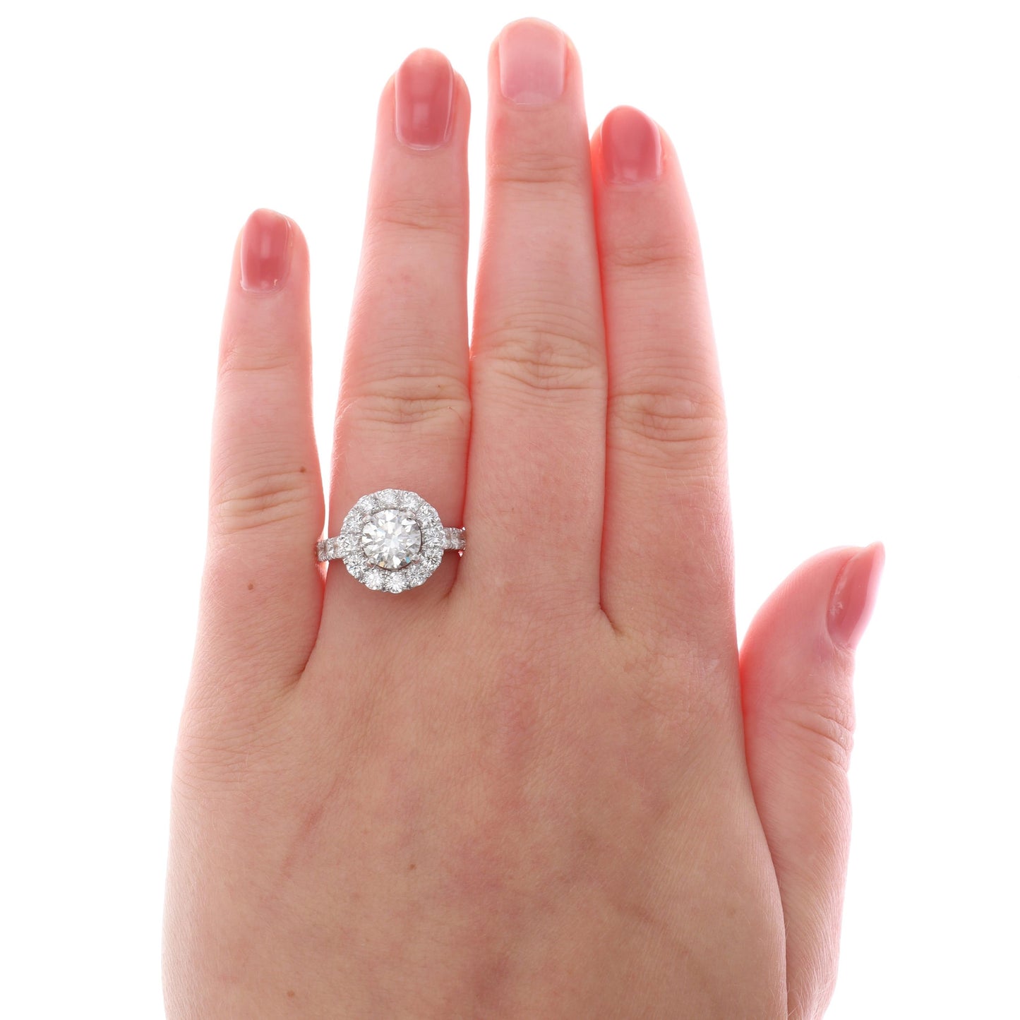 14k White Gold Shane & Co Diamond Halo Engagement Ring