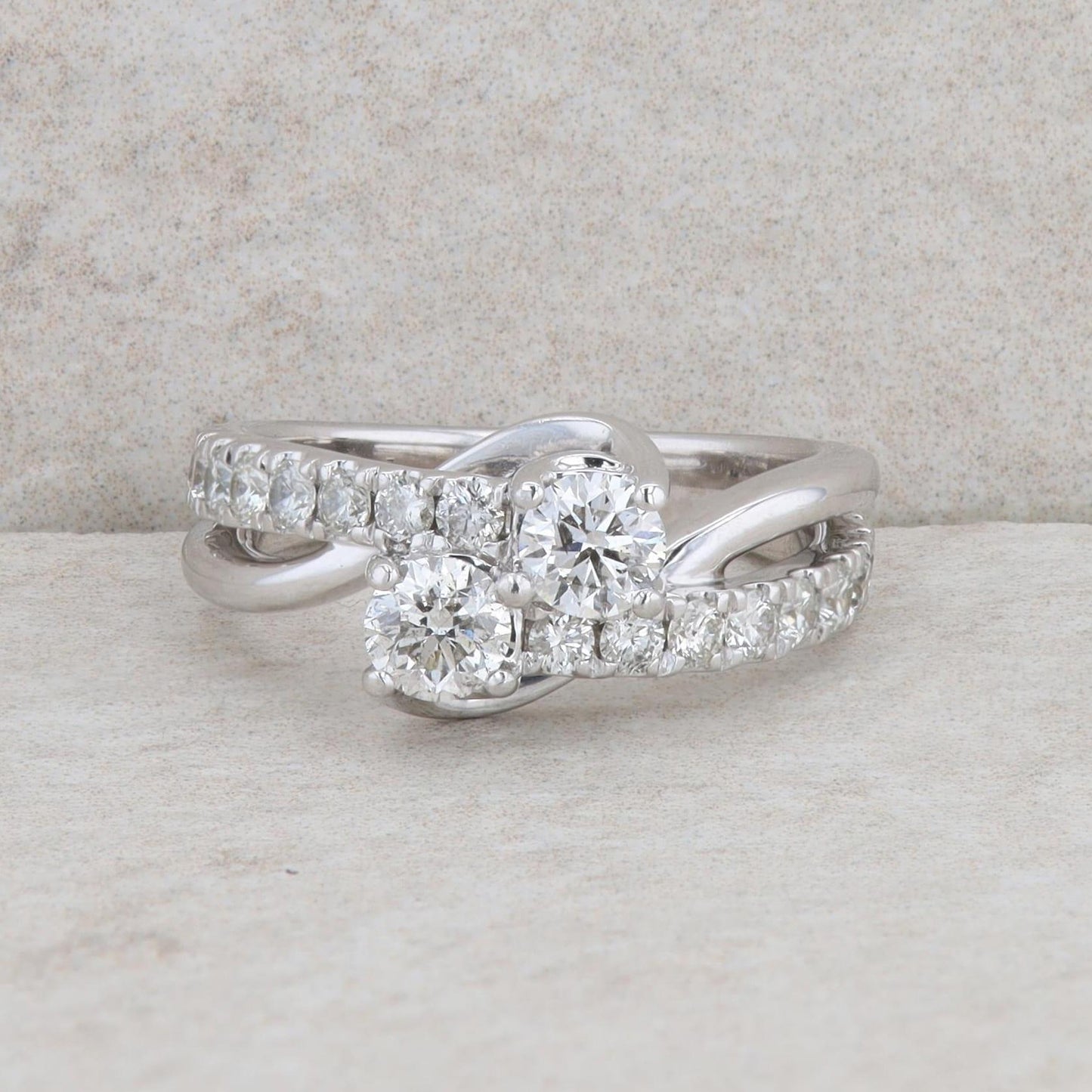 14k White Gold Diamond Bypass Engagement Ring