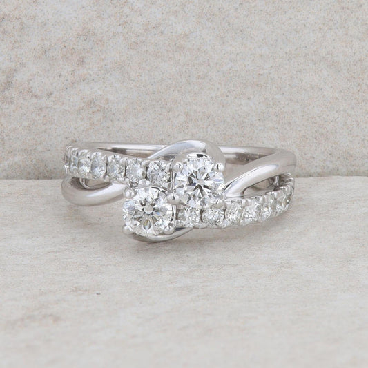 14k White Gold Diamond Bypass Engagement Ring