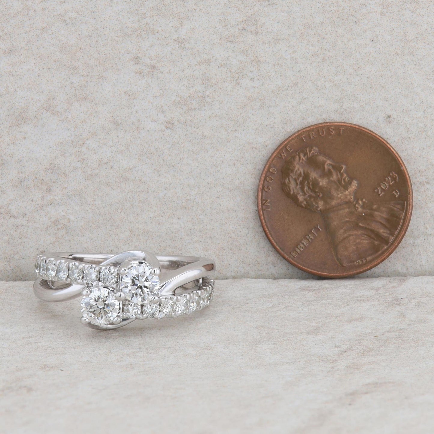 14k White Gold Diamond Bypass Engagement Ring