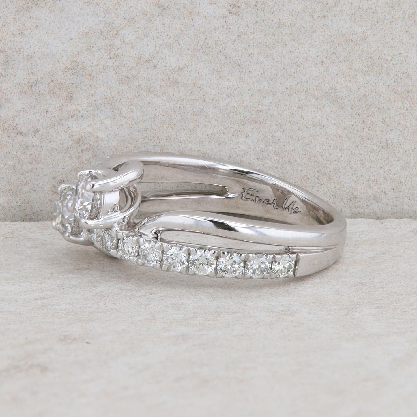 14k White Gold Diamond Bypass Engagement Ring