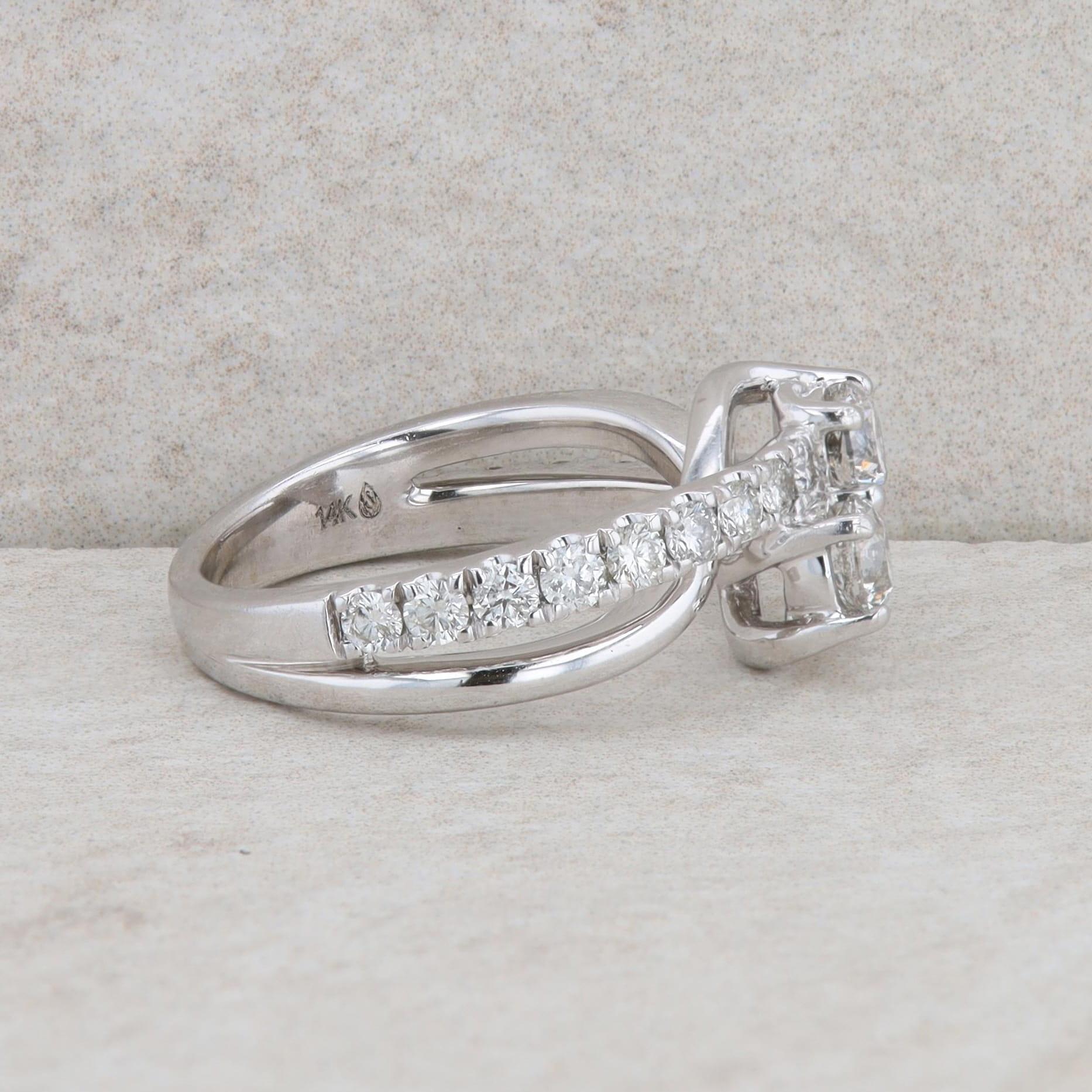 14k White Gold Diamond Bypass Engagement Ring