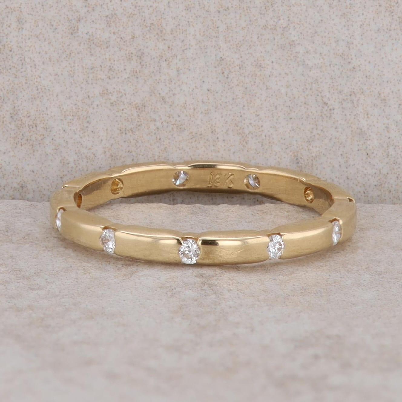 18k Yellow Gold Diamond Station Band