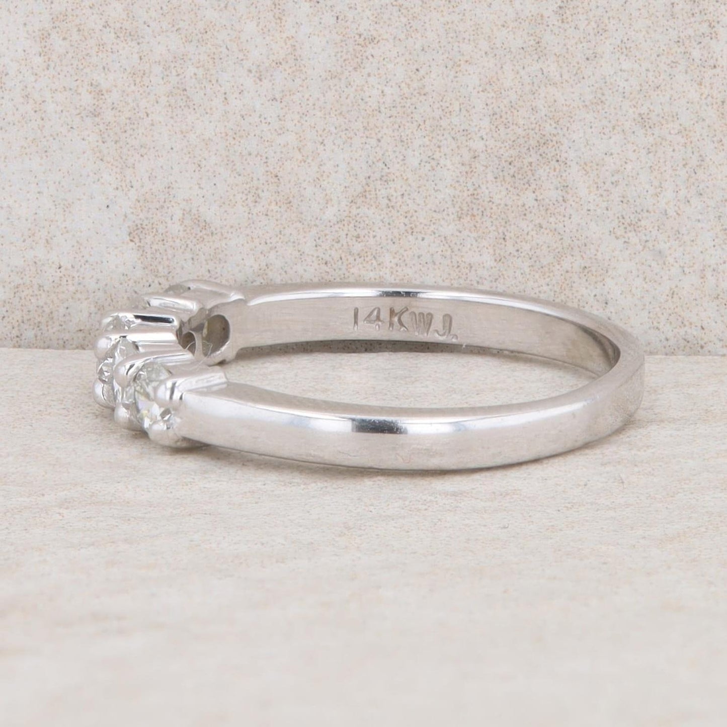 14k White Gold Five Diamond Band