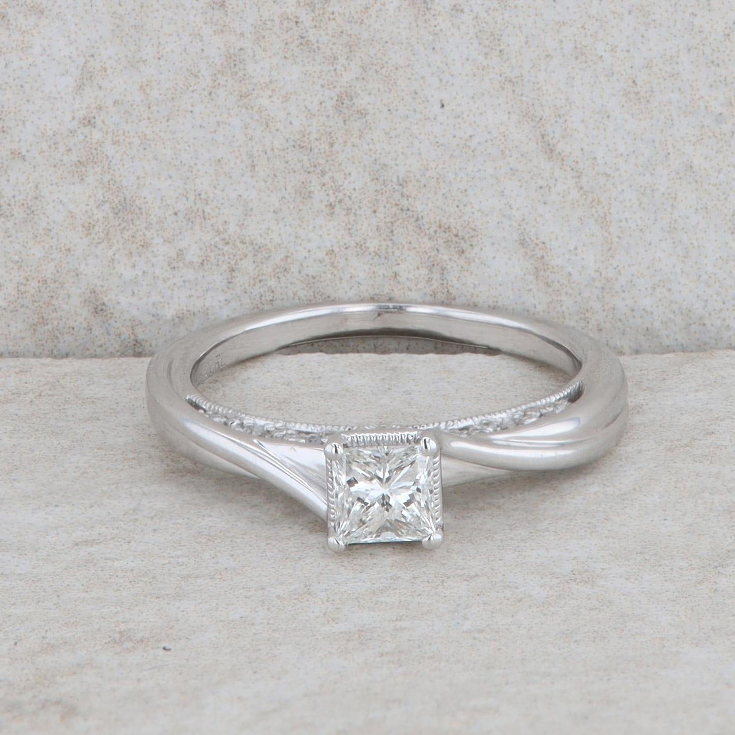 14k White Gold Princess Cut Diamond Engagement Ring