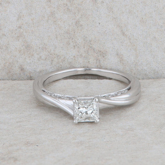 14k White Gold Princess Cut Diamond Engagement Ring