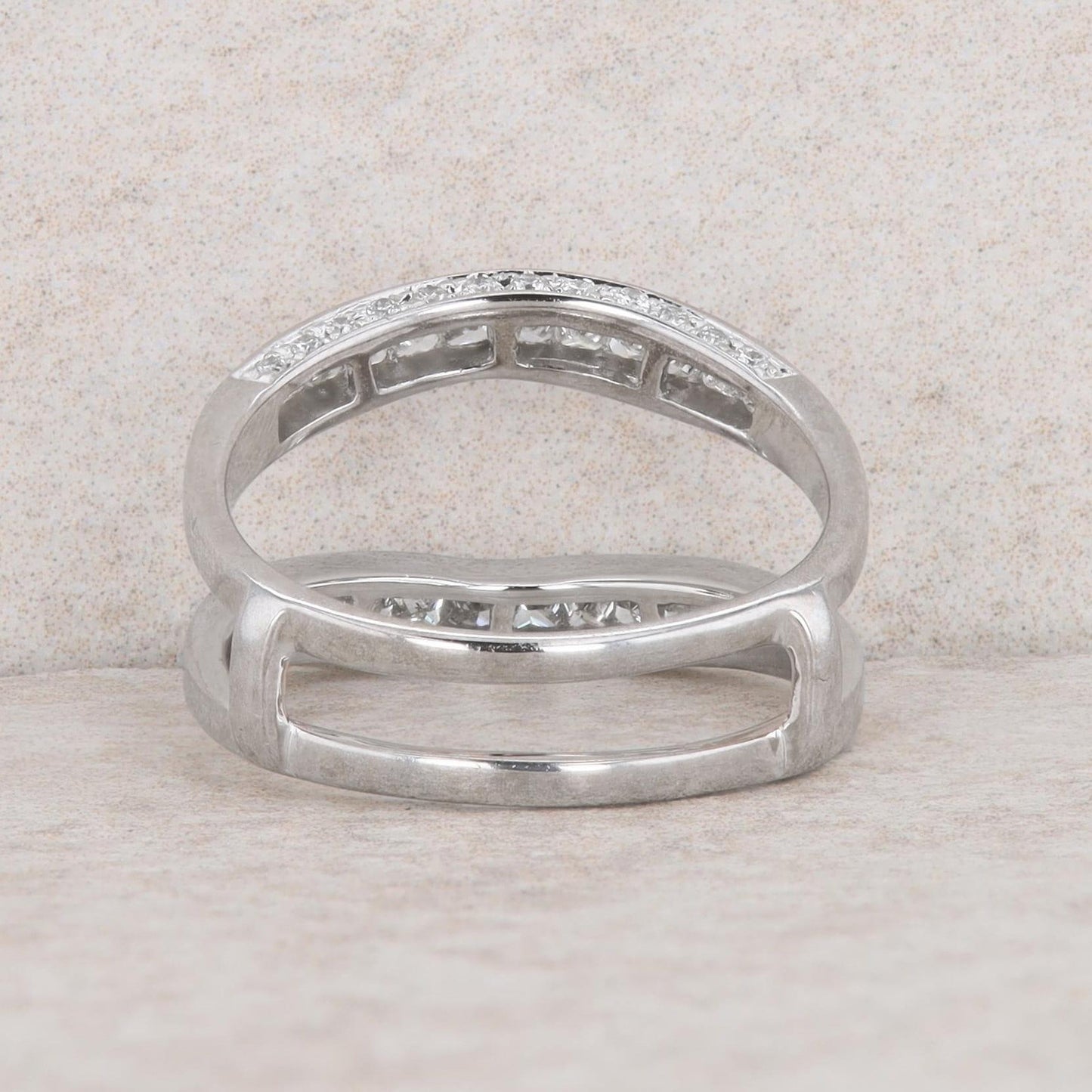 14k White Gold Diamond Ring Guard