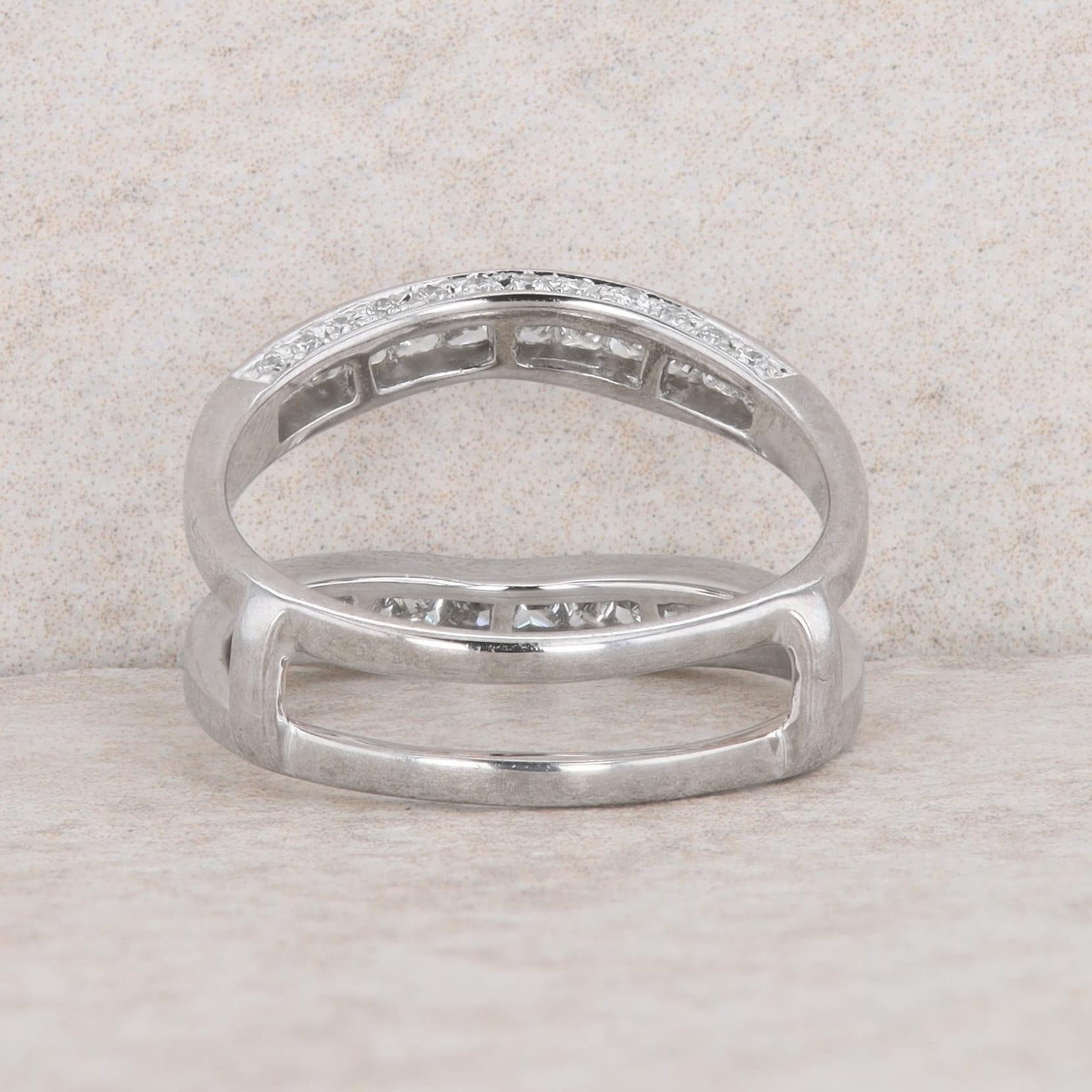 14k White Gold Diamond Ring Guard