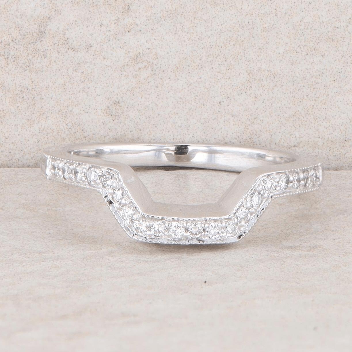 14k White Gold Curved Diamond Band