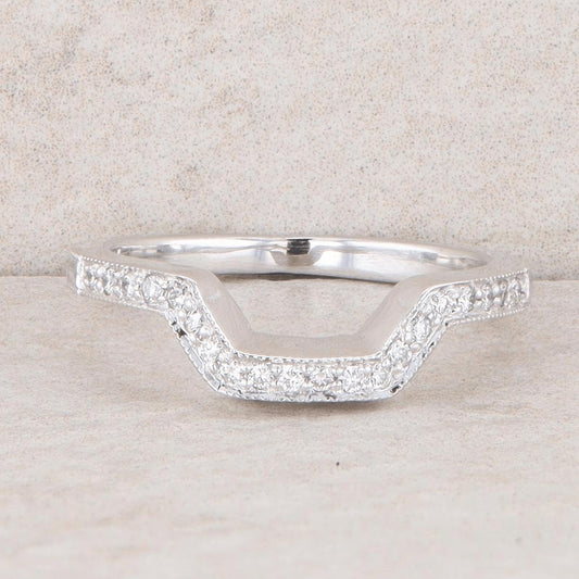 14k White Gold Curved Diamond Band