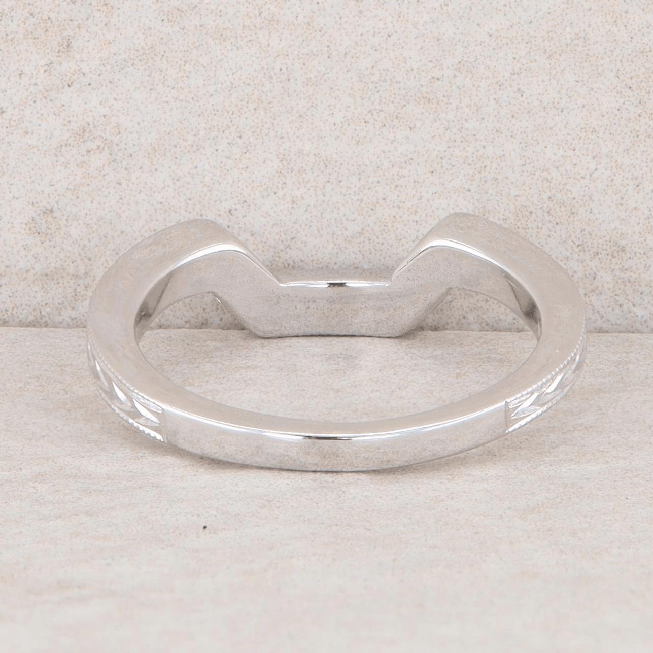 14k White Gold Curved Diamond Band