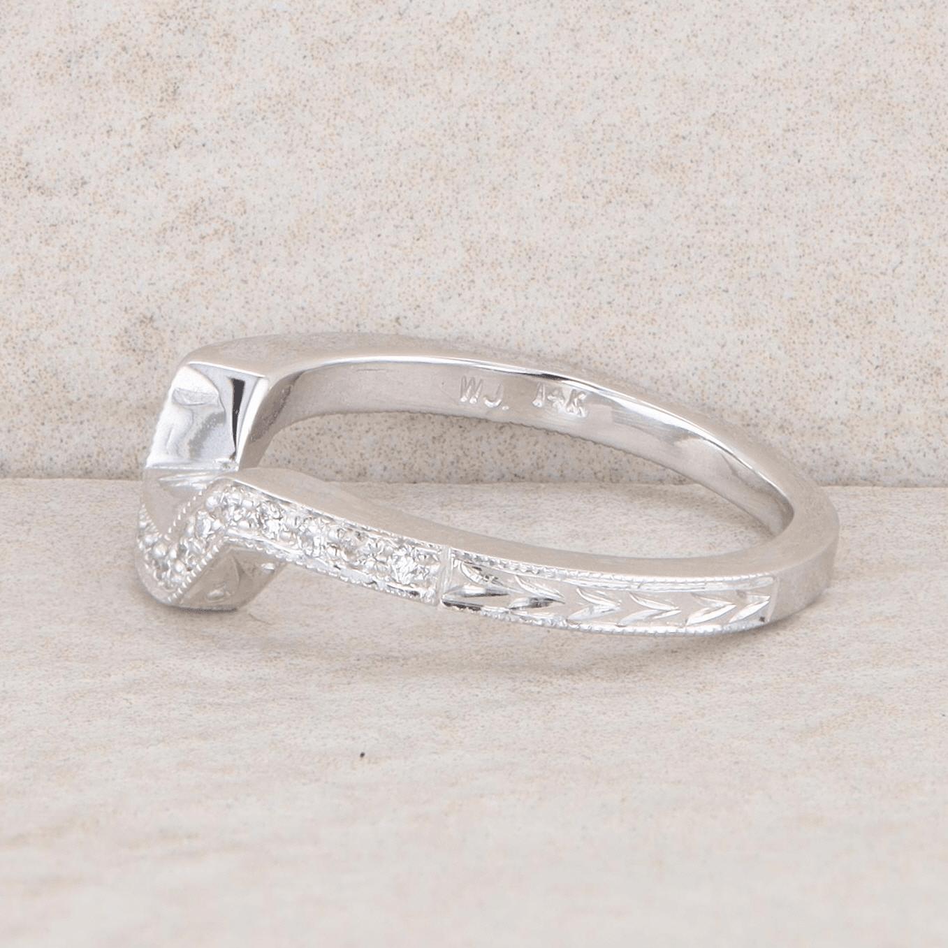 14k White Gold Curved Diamond Band