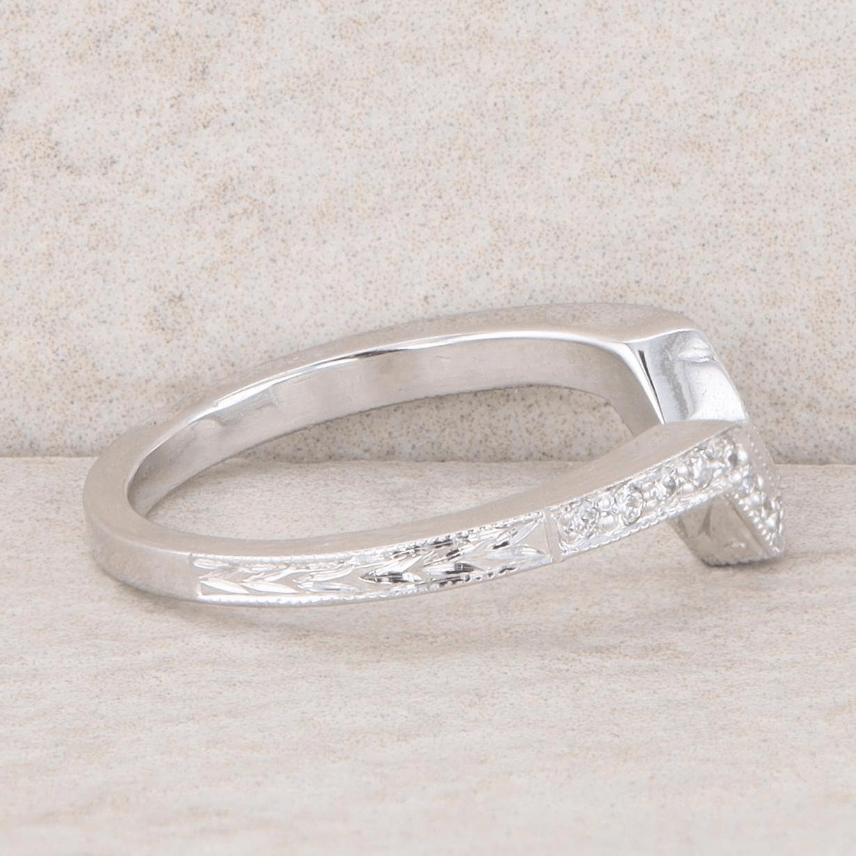 14k White Gold Curved Diamond Band