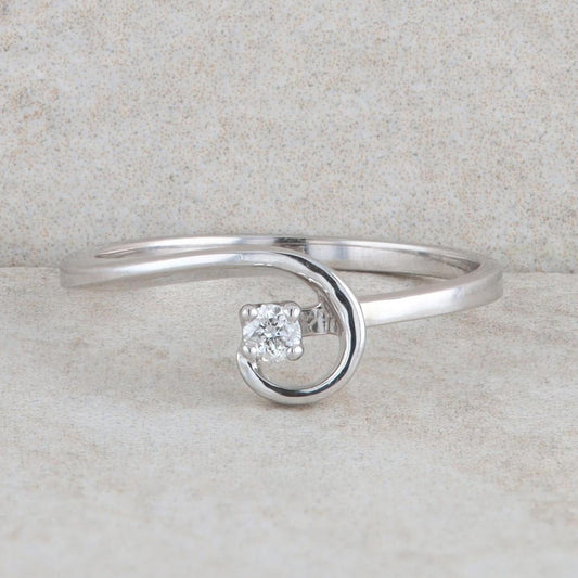 14k White Gold Diamond Swirl Style Ring