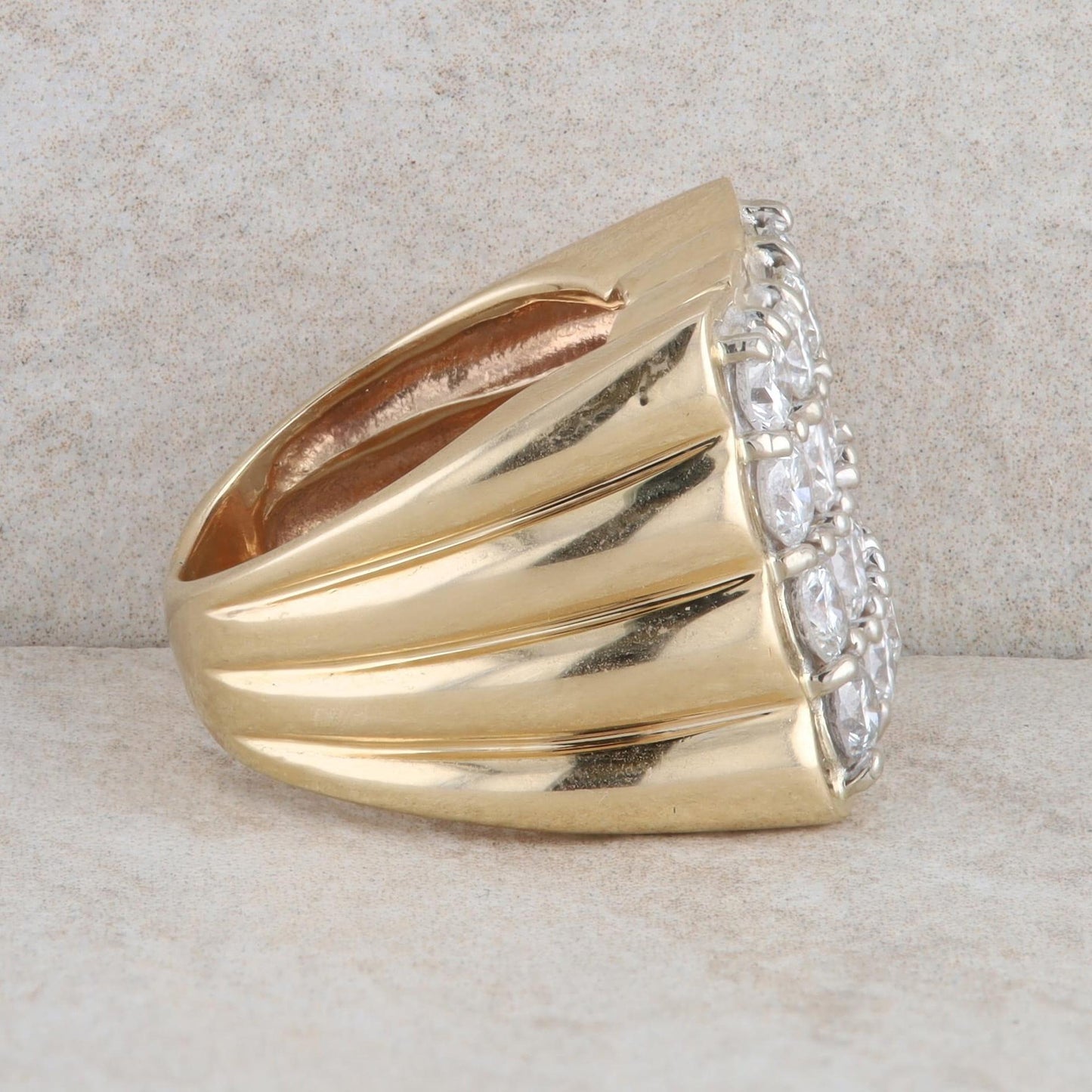 14k Yellow Gold Men's Diamond Cluster Square Ring