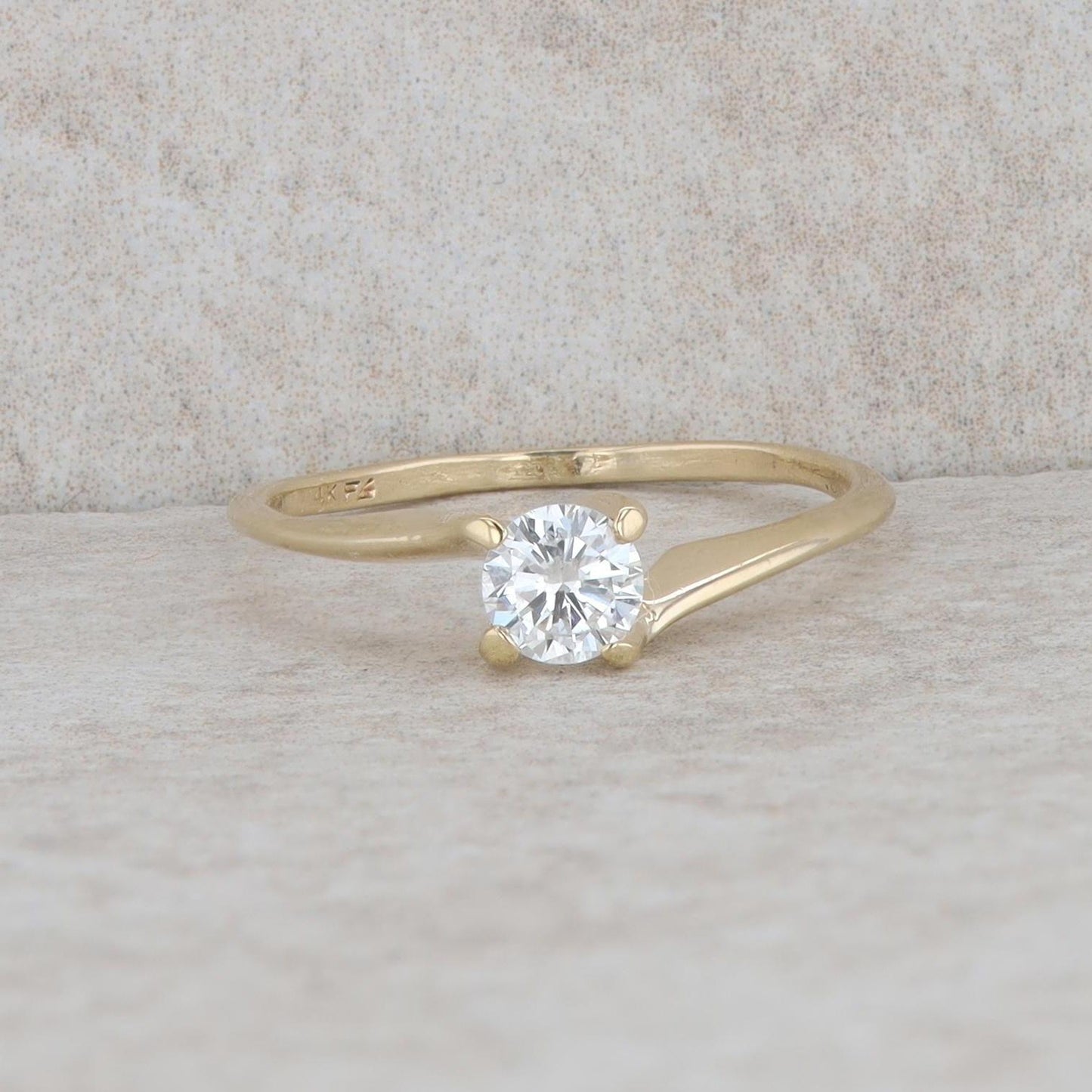 14k Yellow Gold Round Solitaire Engagement Ring