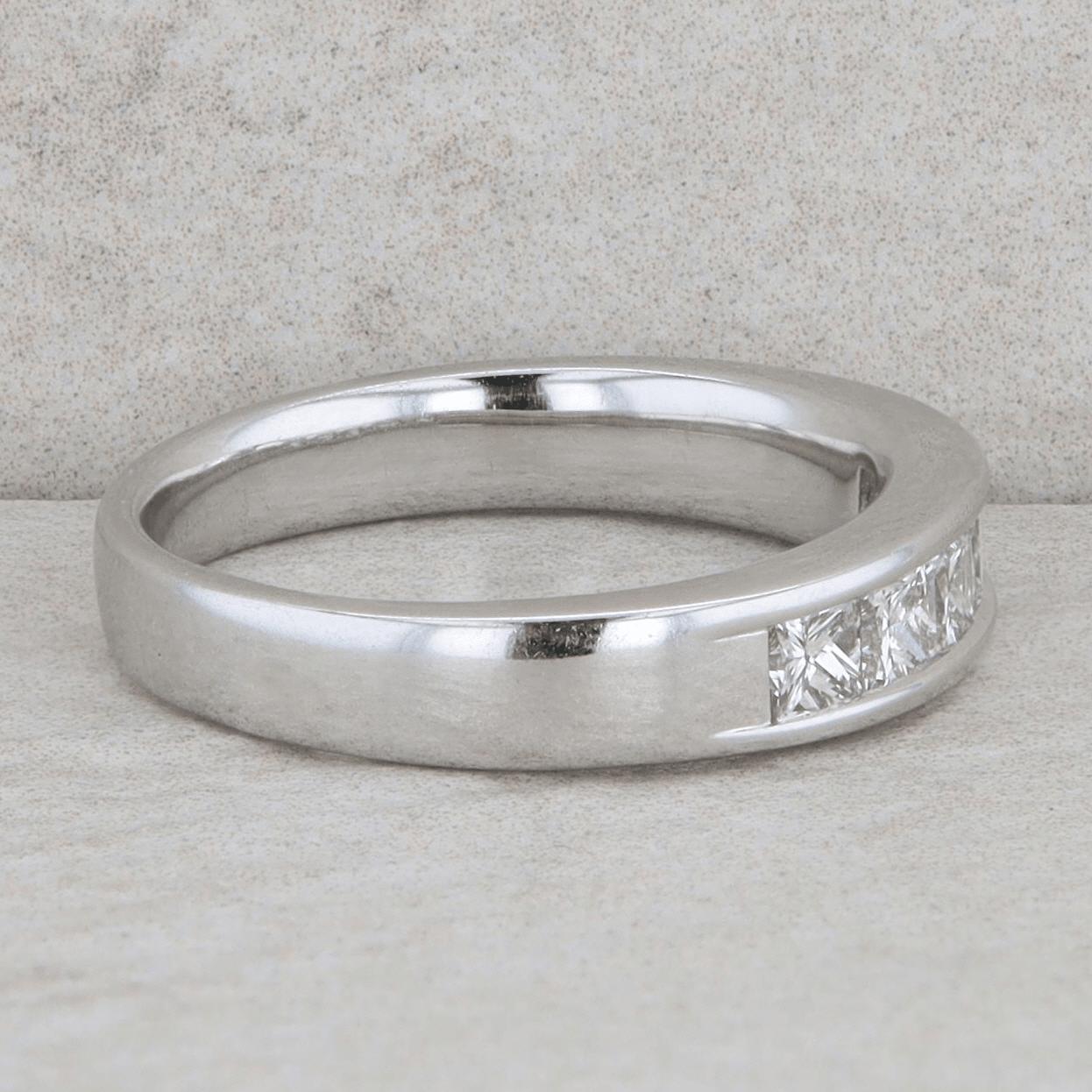 14k White Gold Five Princess Cut Diamond Band