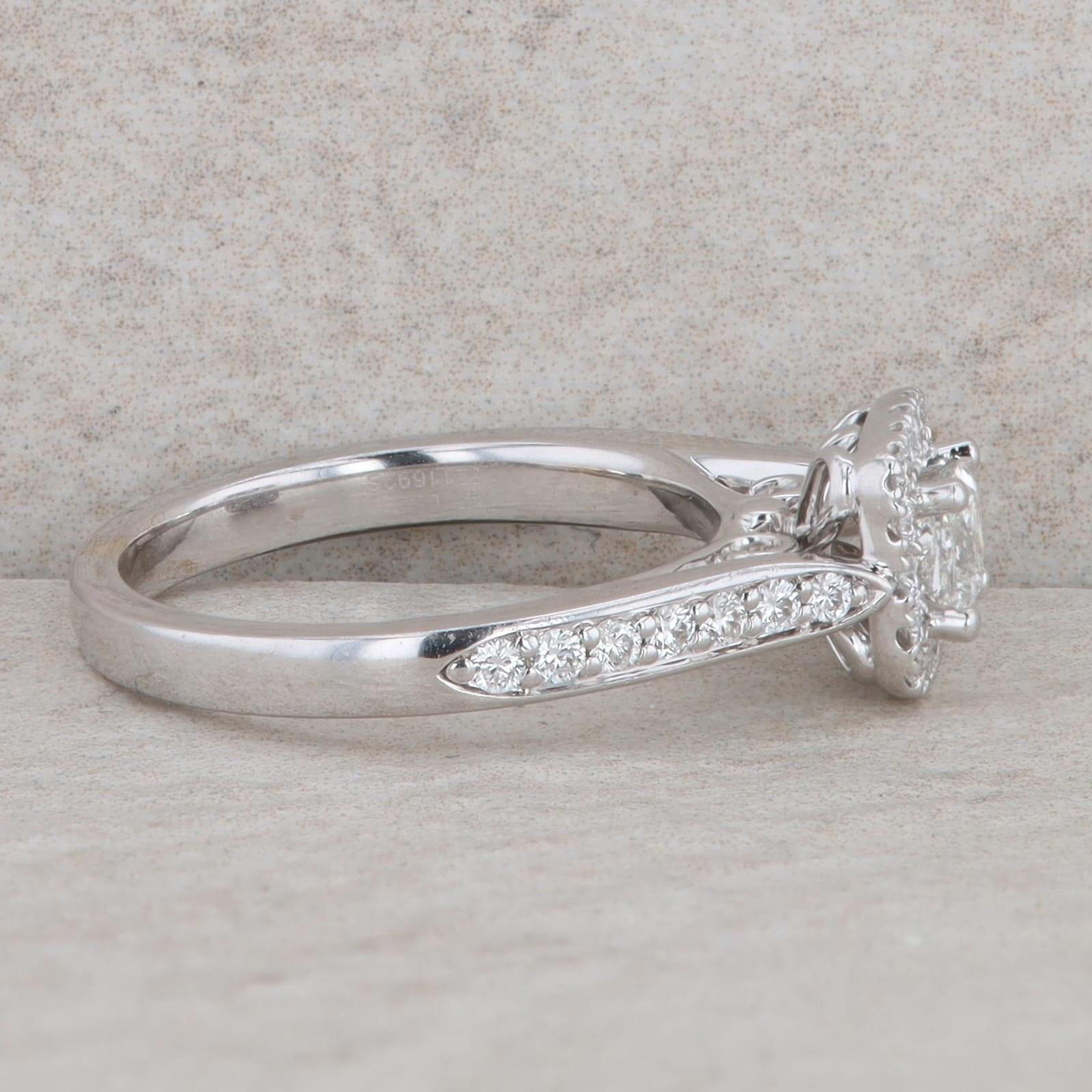Leo Bridal 14k White Gold Princess Cut Halo Cathedral Engagement Ring