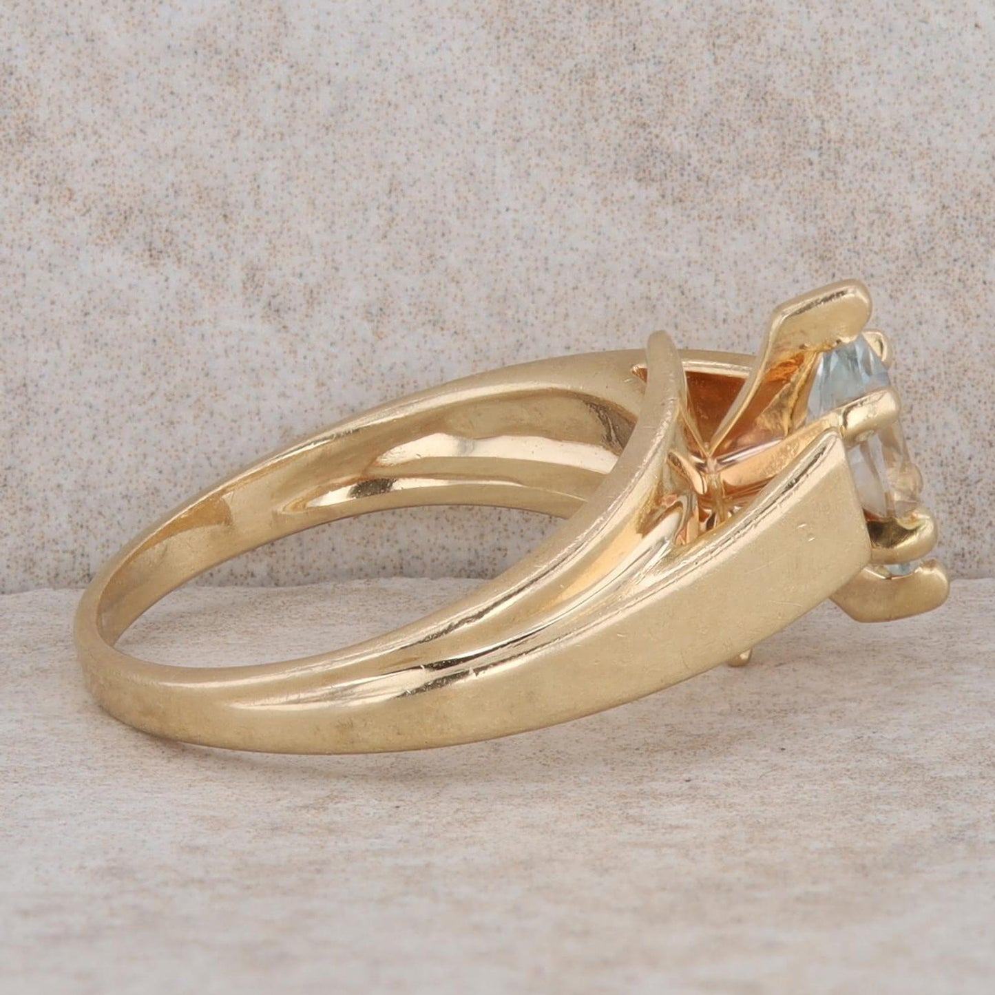 14k Yellow Gold Aquamarine Marquise Ring