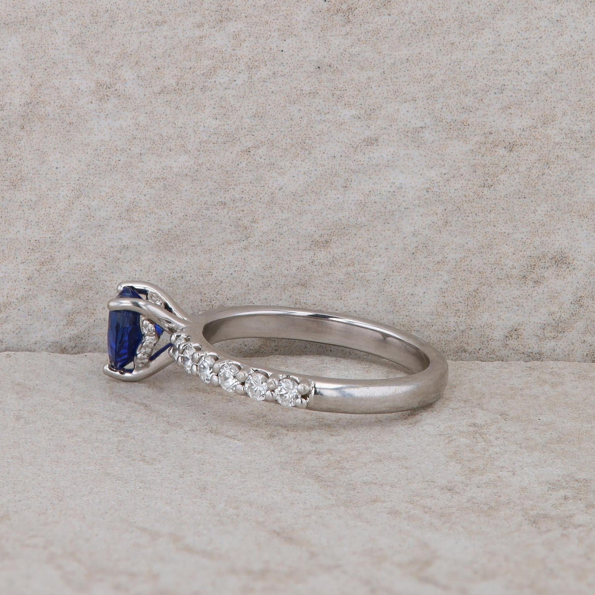 18k White Gold Sapphire Heart and Diamond Ring