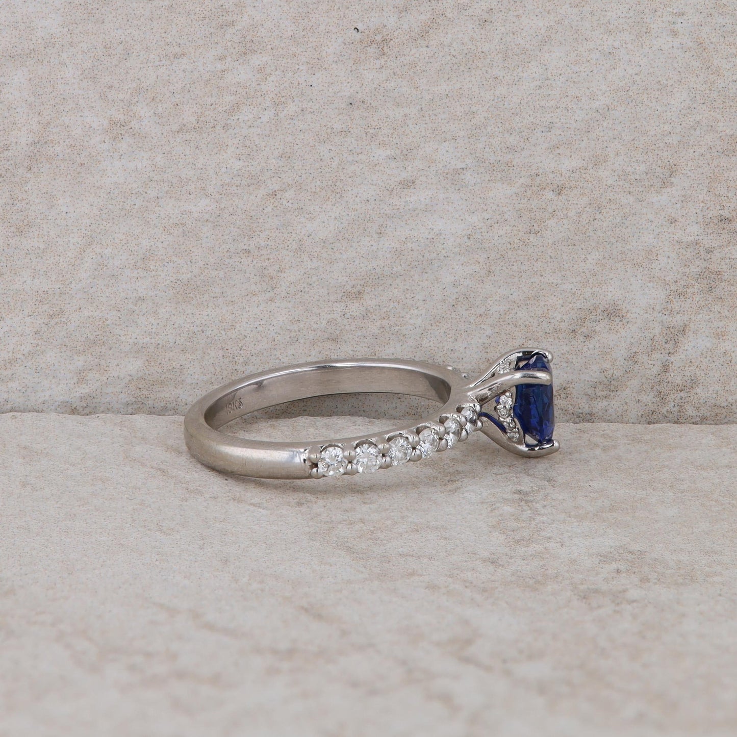 18k White Gold Sapphire Heart and Diamond Ring