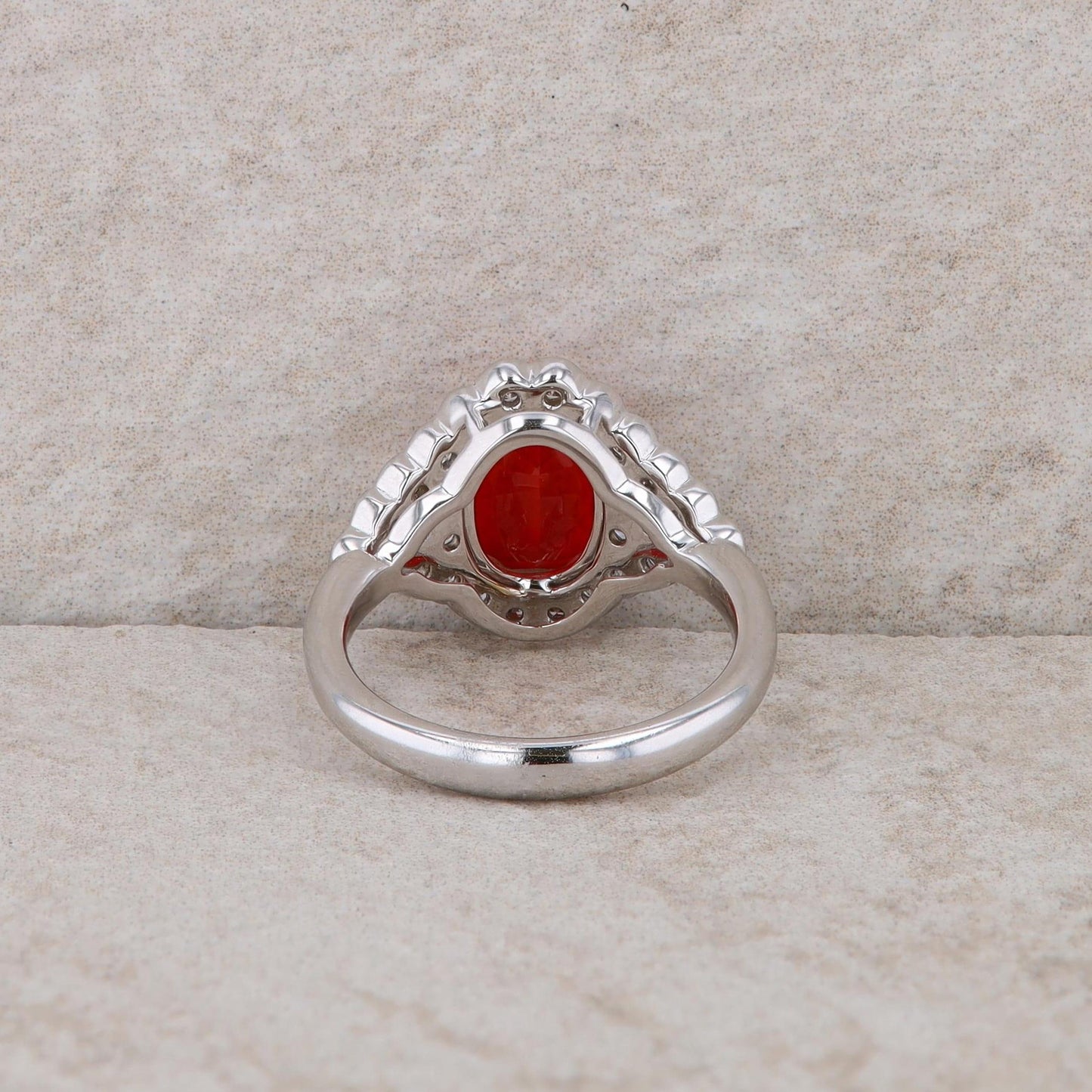 Spark 18k White Gold Diamond and Fire Opal Ring