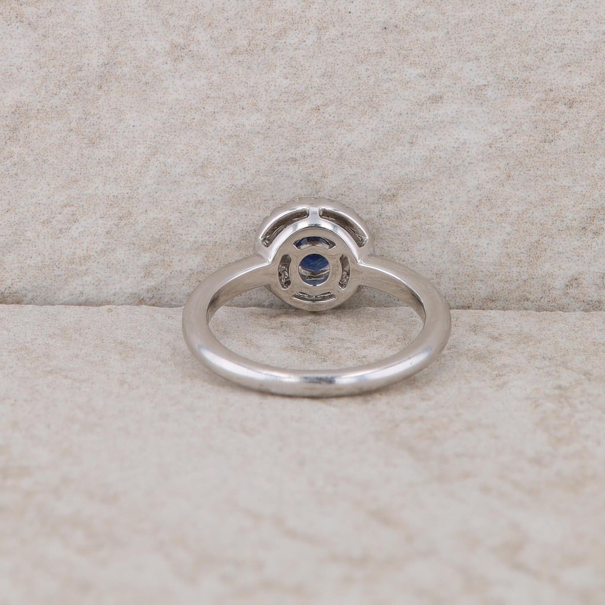 Spark 18k White Gold Sapphire and Diamond Double Halo Ring