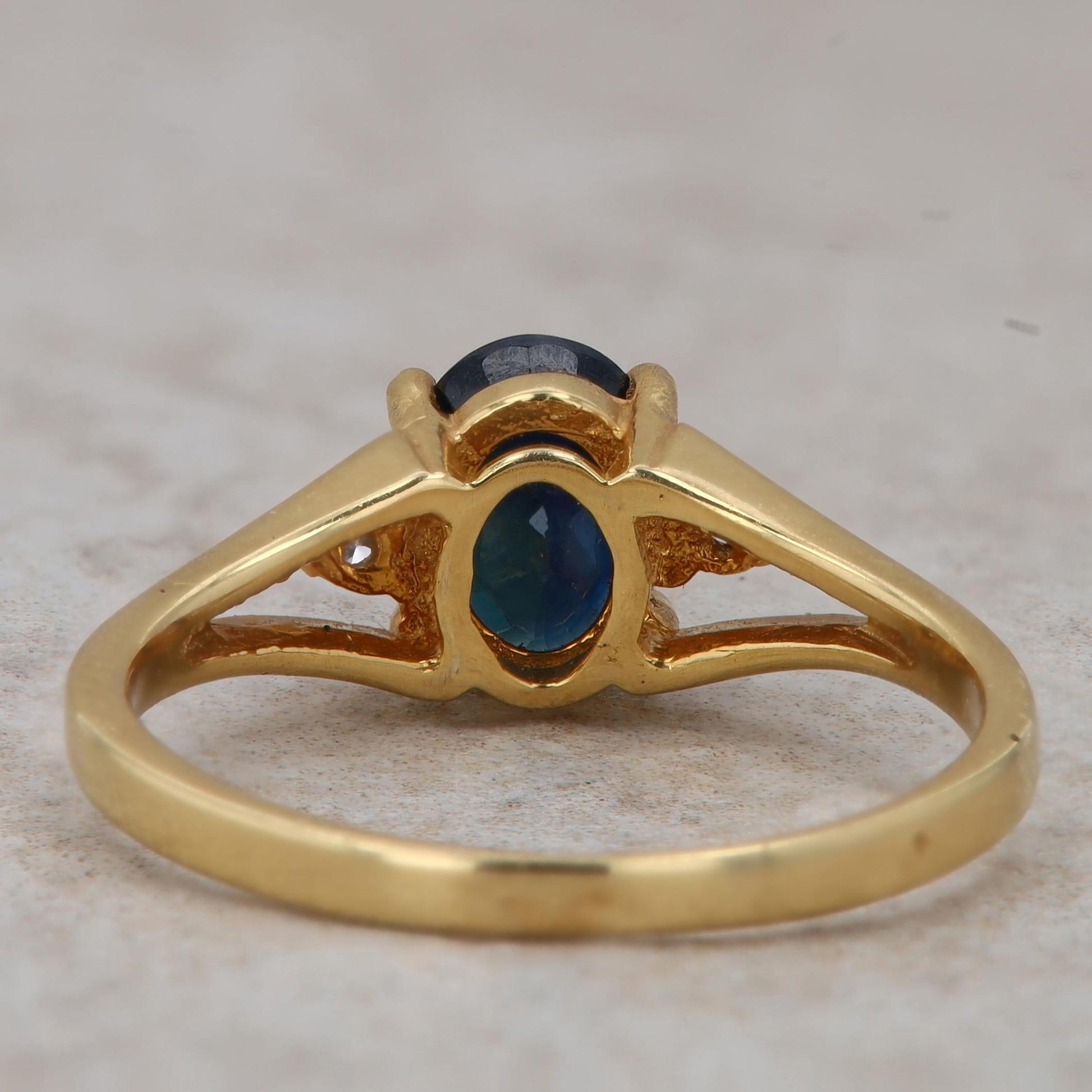 14k Yellow Gold Sapphire and Diamond Ring