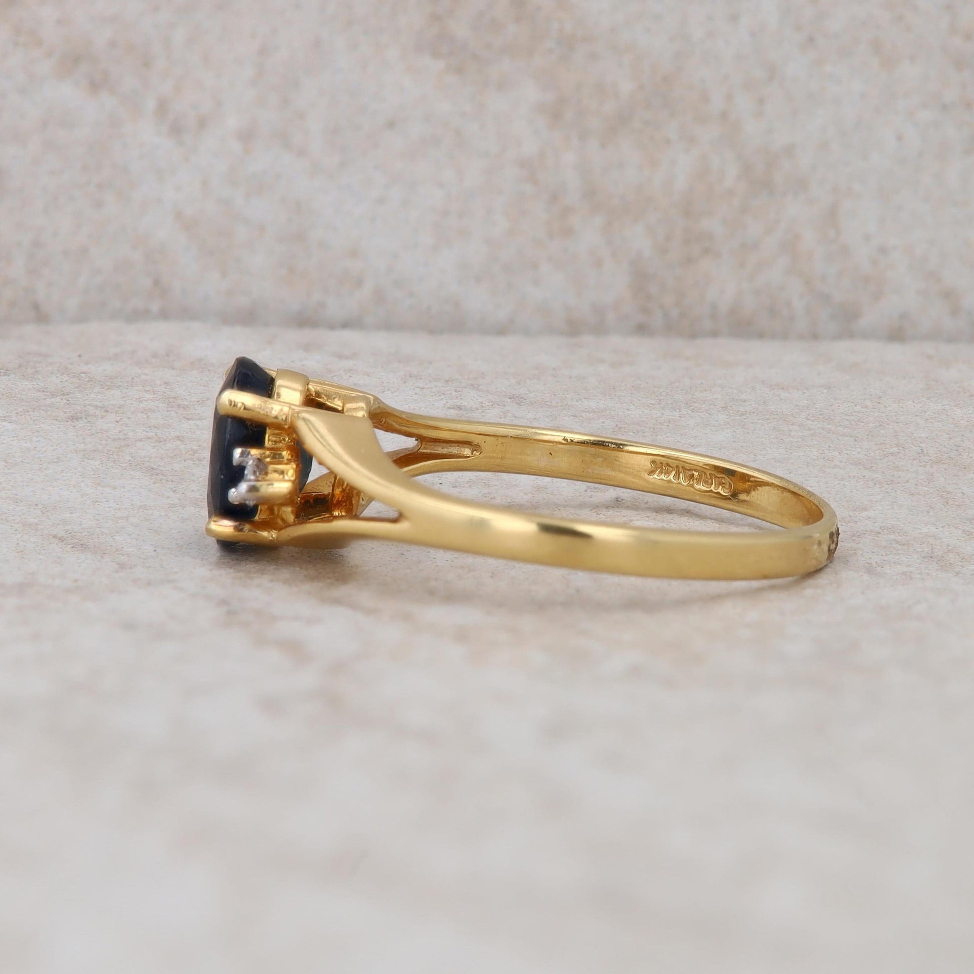 14k Yellow Gold Sapphire and Diamond Ring