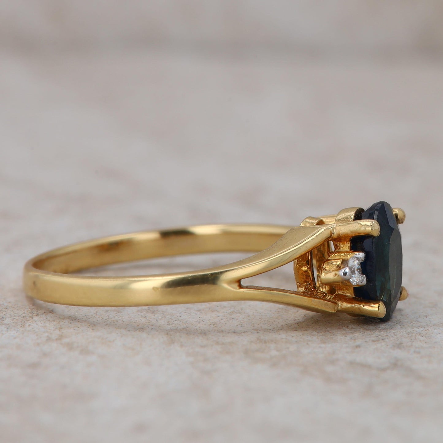 14k Yellow Gold Sapphire and Diamond Ring