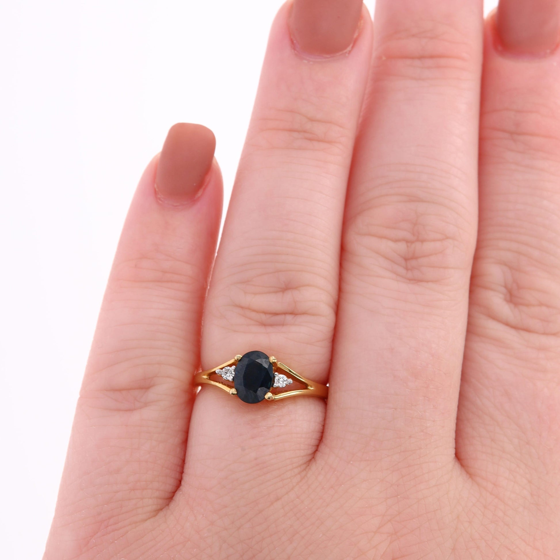 14k Yellow Gold Sapphire and Diamond Ring