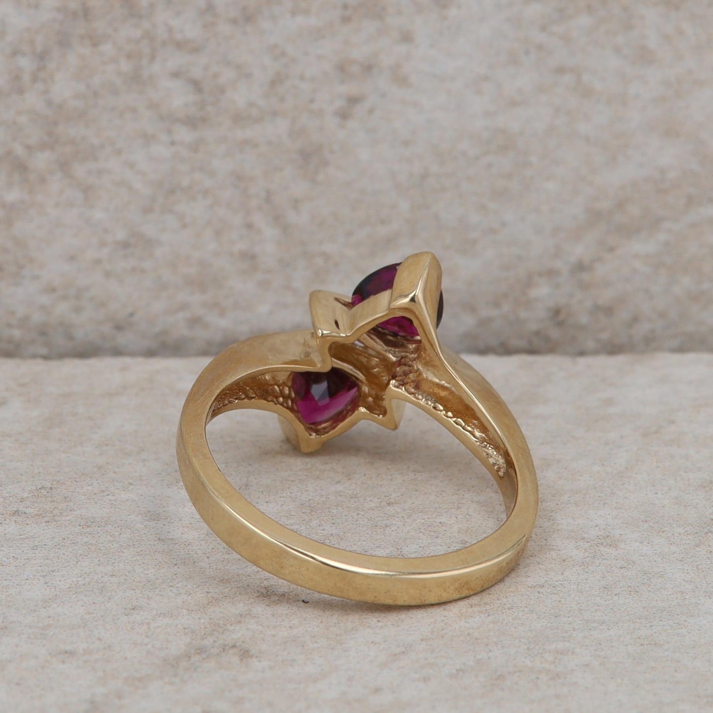 14k Yellow Gold Trillion Rhodolite Garnet and Diamond Ring