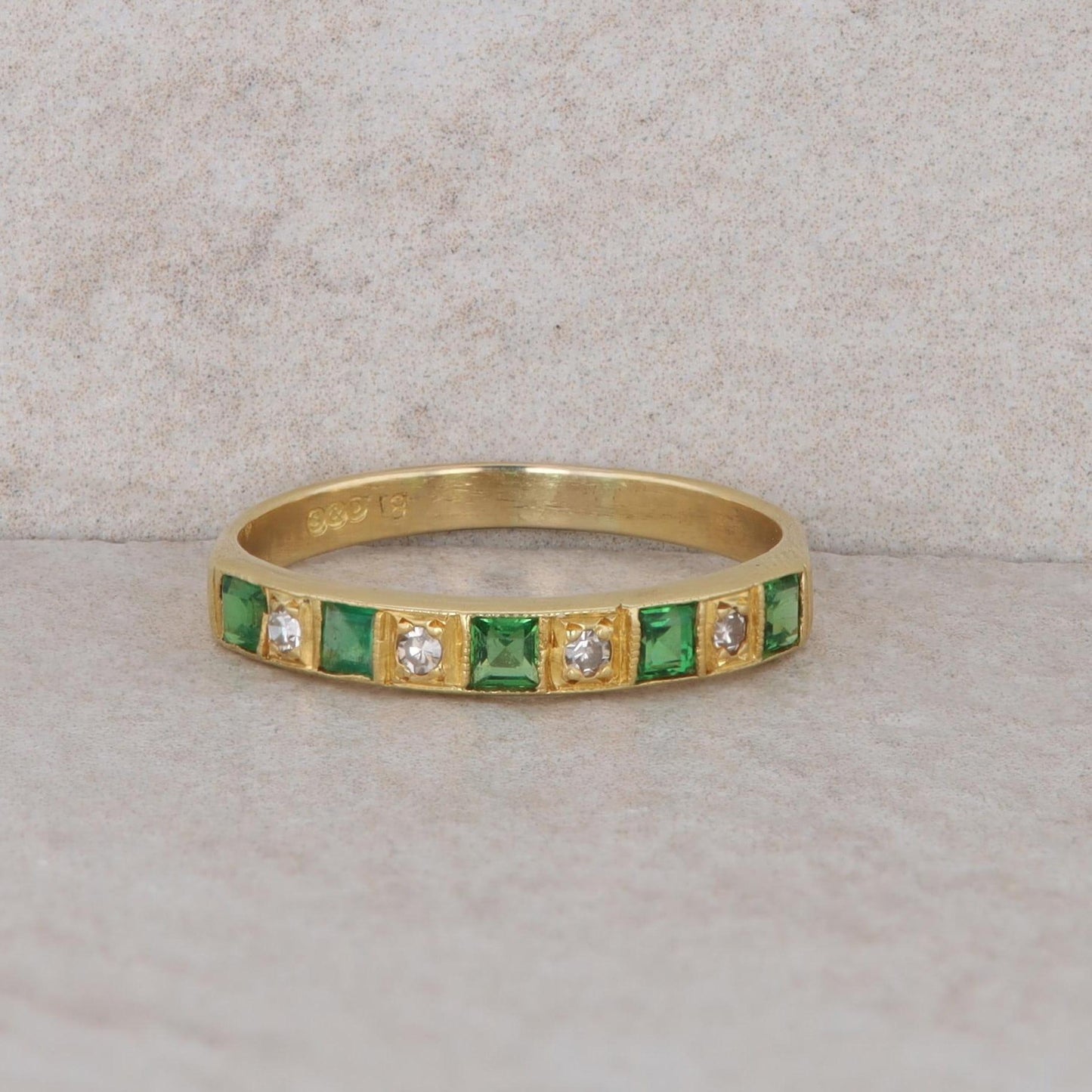 18k Yellow Gold Tsavorite Garnet and Diamond Band