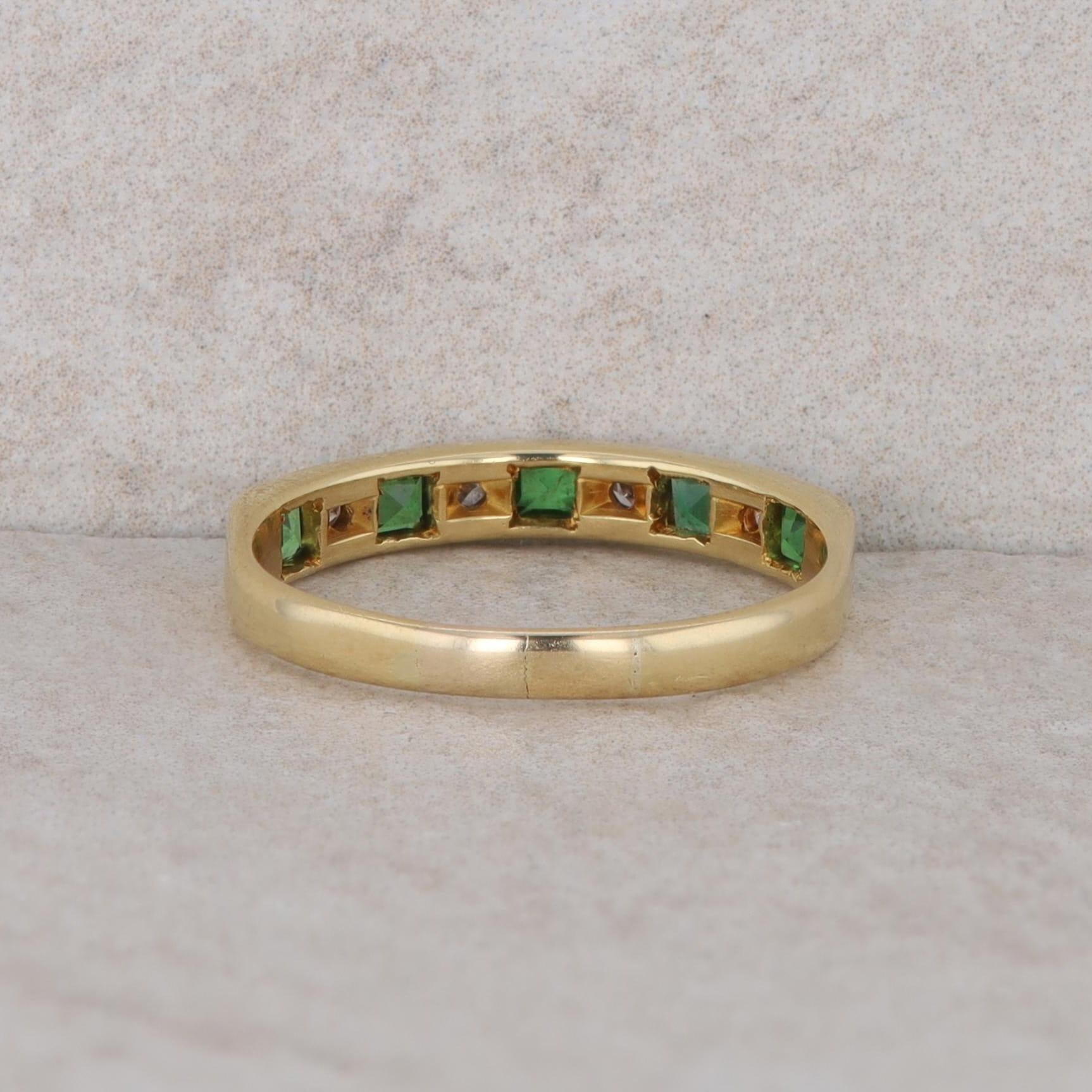 18k Yellow Gold Tsavorite Garnet and Diamond Band