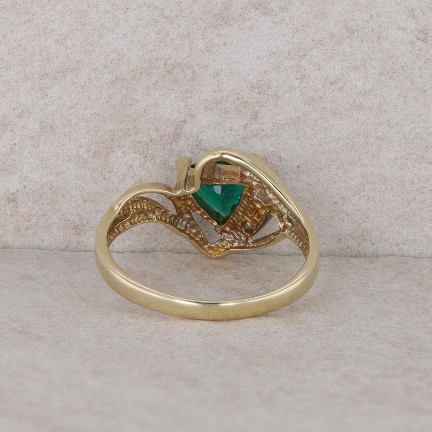 10k Yellow Gold Imitation Emerald and Diamond Ring