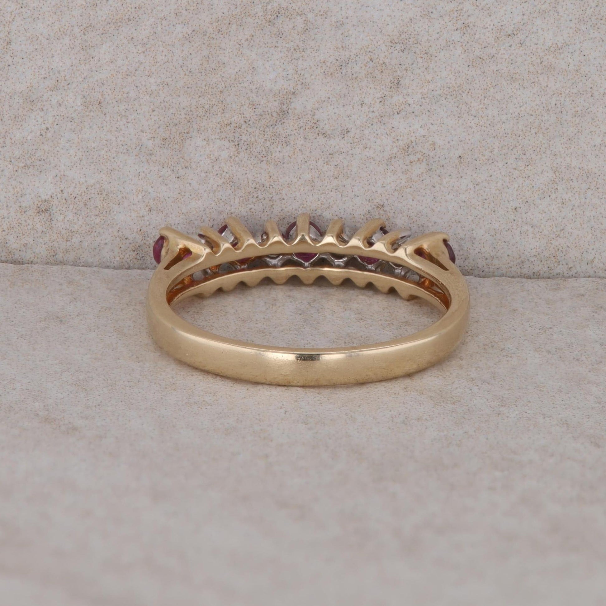 14k Yellow Gold Diamond and Ruby Band