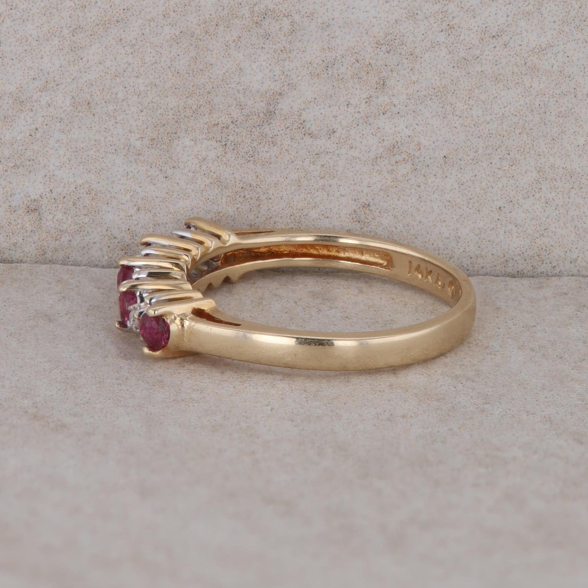 14k Yellow Gold Diamond and Ruby Band