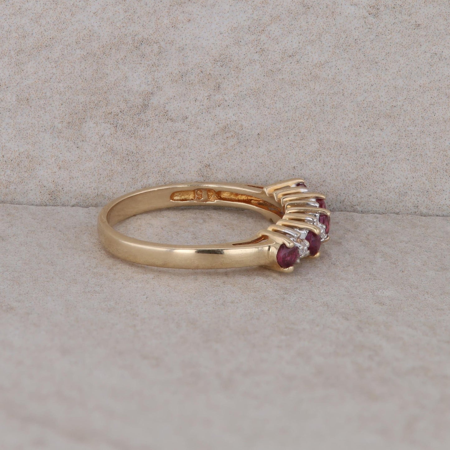 14k Yellow Gold Diamond and Ruby Band