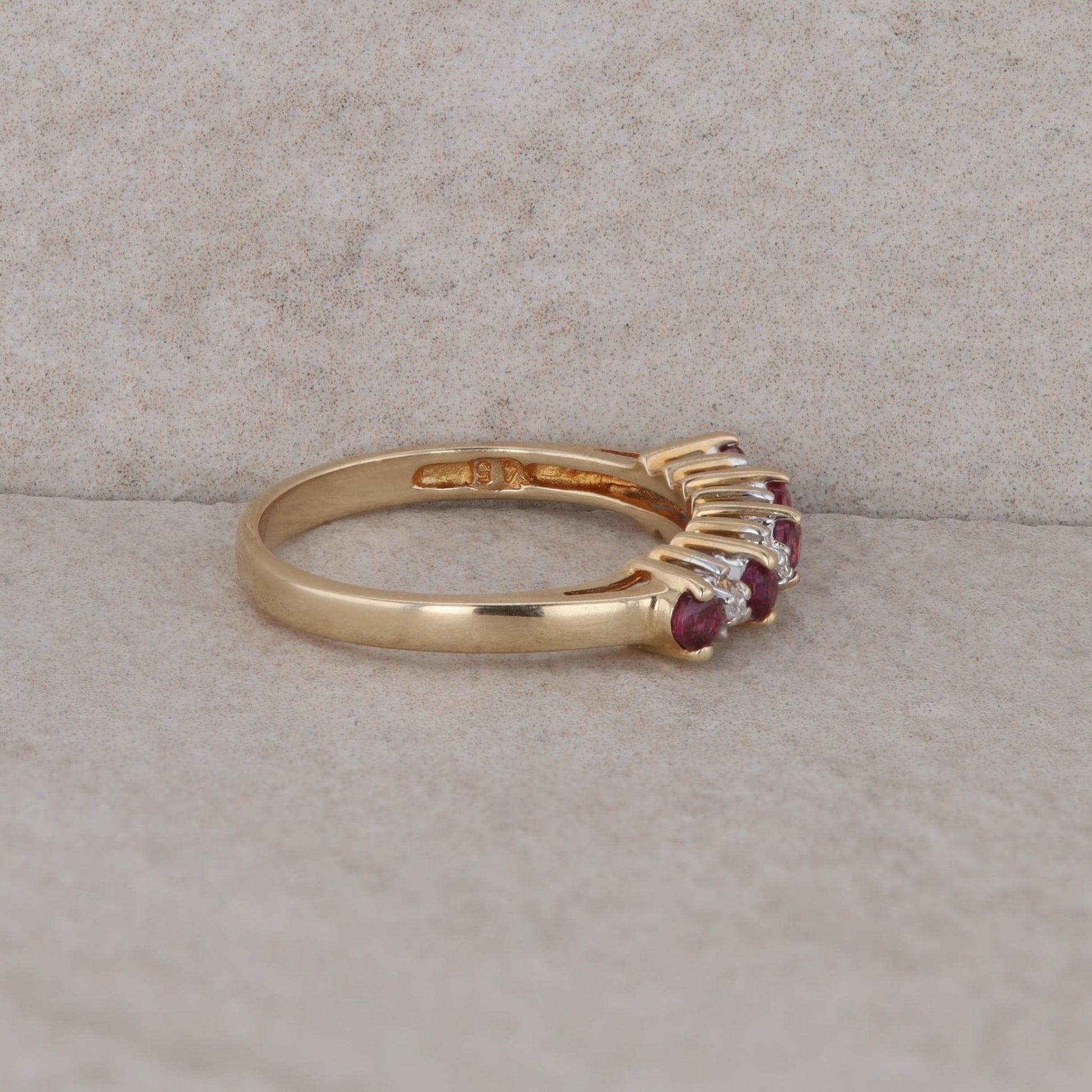 14k Yellow Gold Diamond and Ruby Band